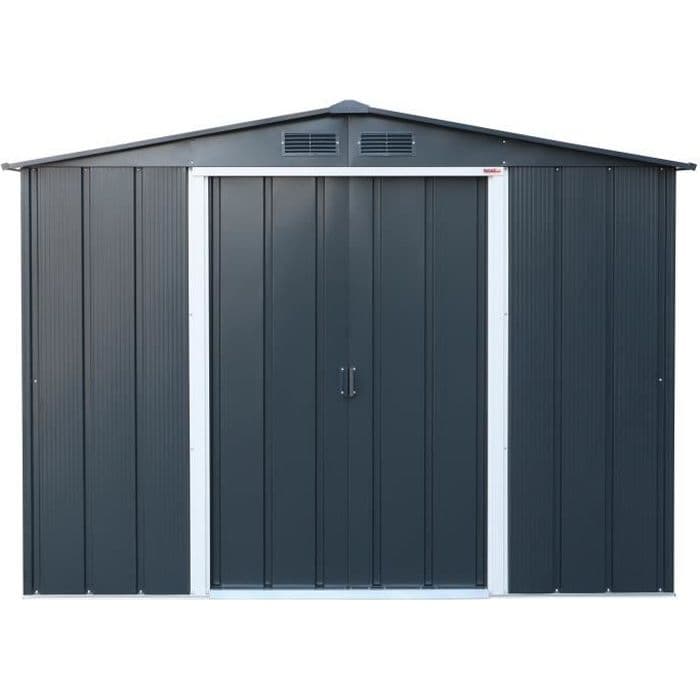 Abri de jardin en métal 4,77 m2 - DURAMAX - Kit d'ancrage inclus - Gris anthracite