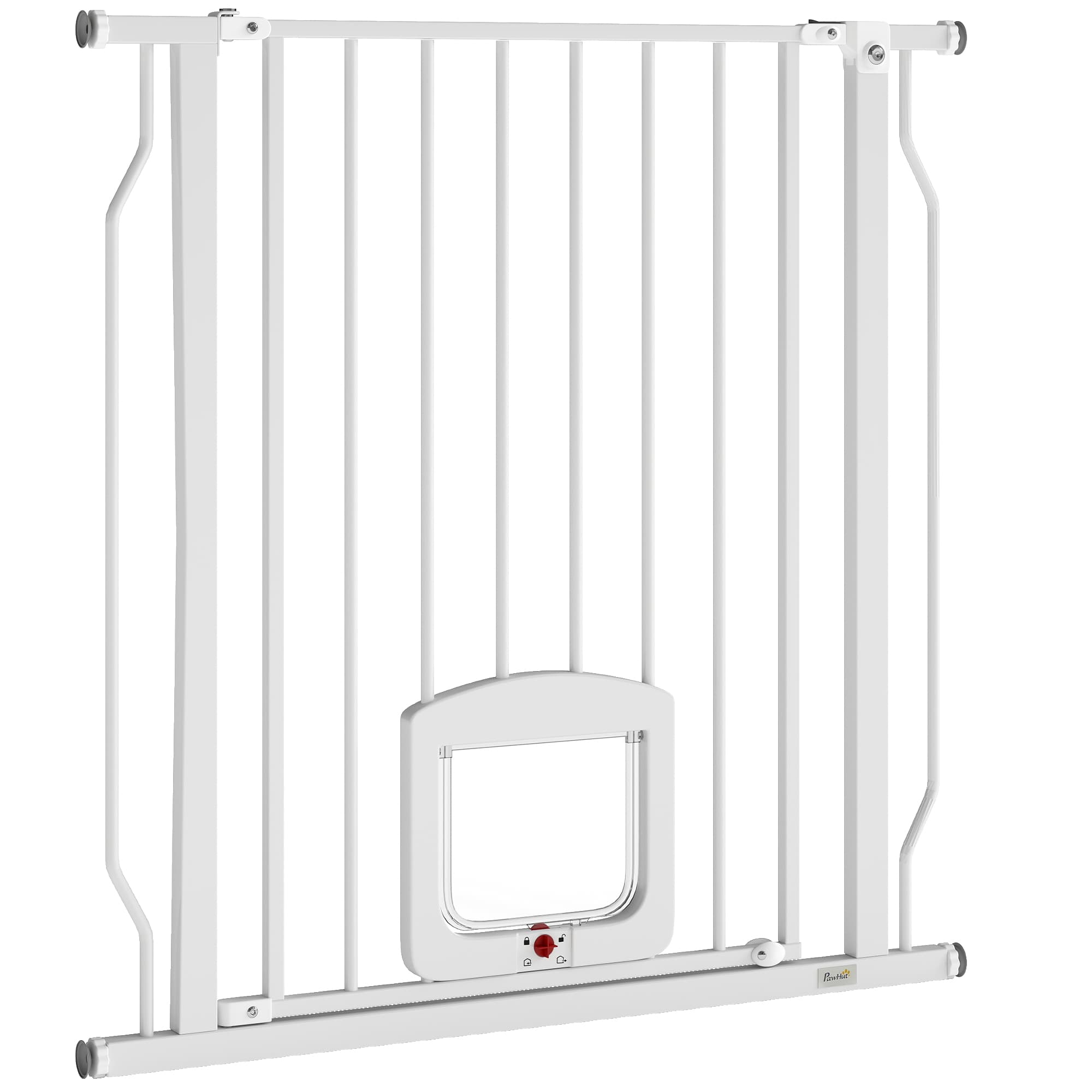 PawHut Barrière de sécurité chien extensible 75-85 cm, barrière d'escalier double verrouillage, hauteur 76 cm, blanc