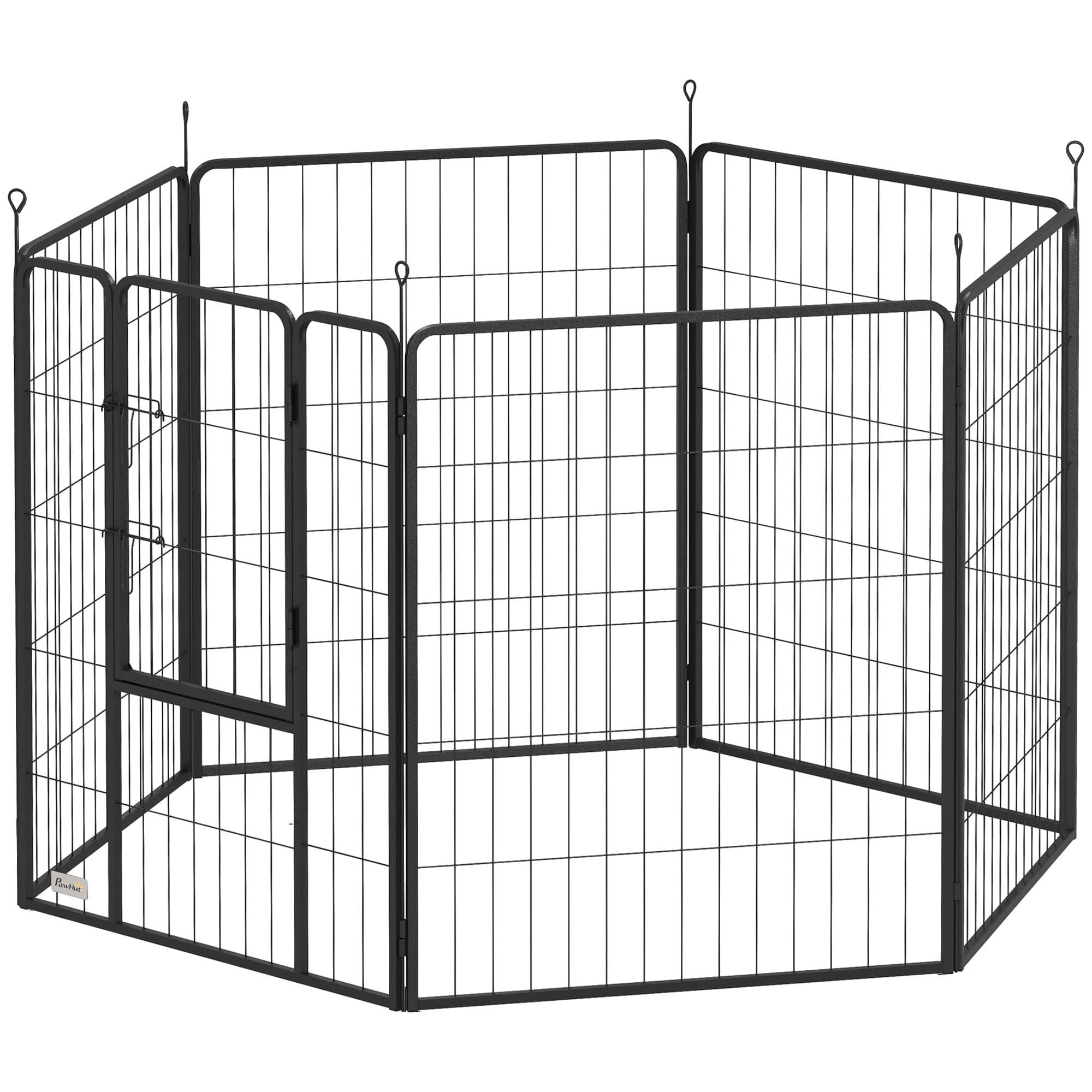 PawHut Parc pour chien, enclos chien 6 panneaux modulable et pliable, portable en acier avec porte 80 x 100 gris