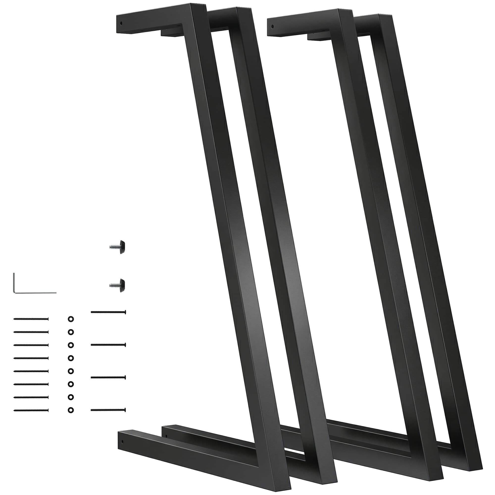 HOMCOM Jeu de 4 pieds de table carrés industriels pour meubles avec patins réglables 43x3x72 cm Noir