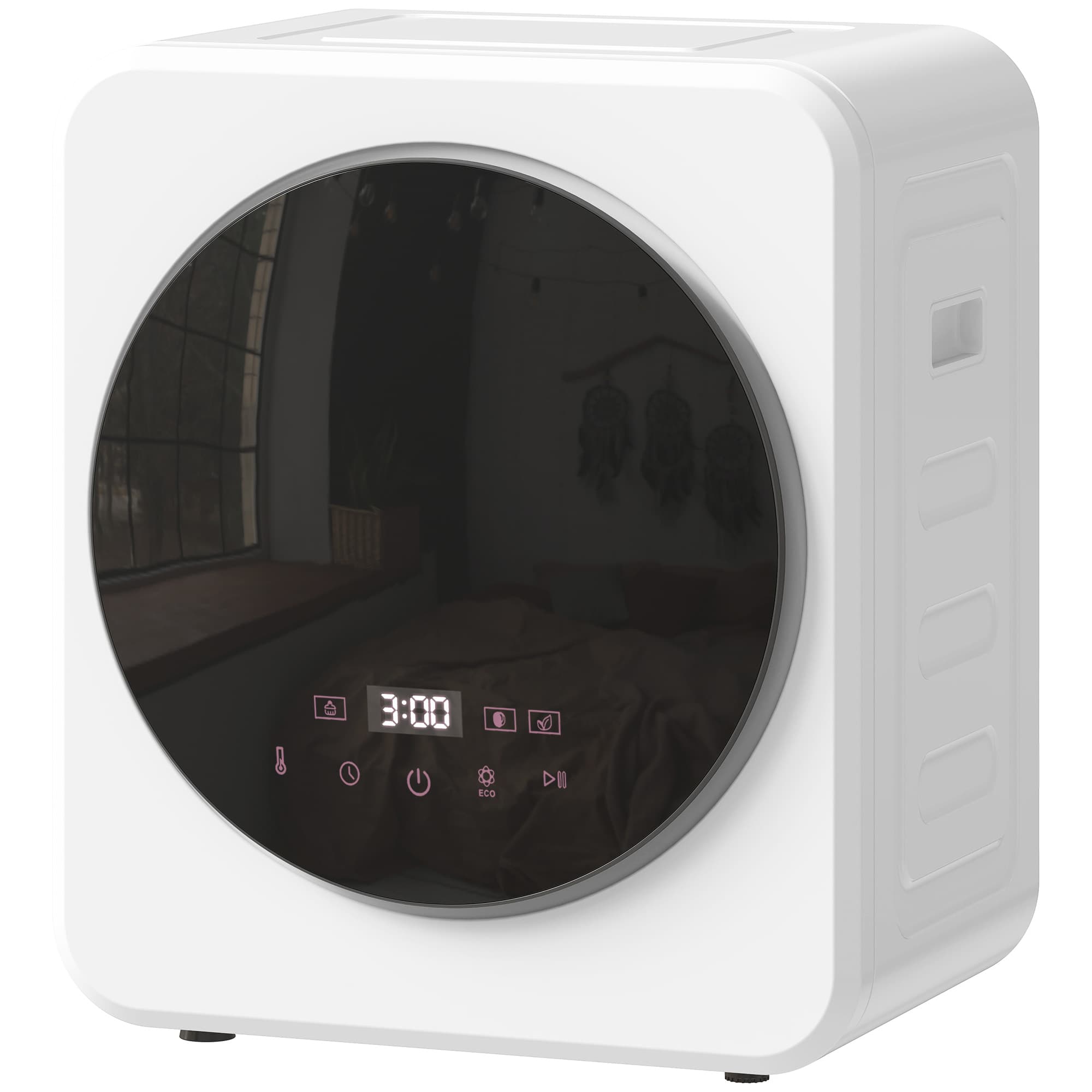 HOMCOM Sèche-linge à évacuation portable 4 Kg, sèche-linge électrique 800 W, tambour réversible en acier inoxydable, blanc
