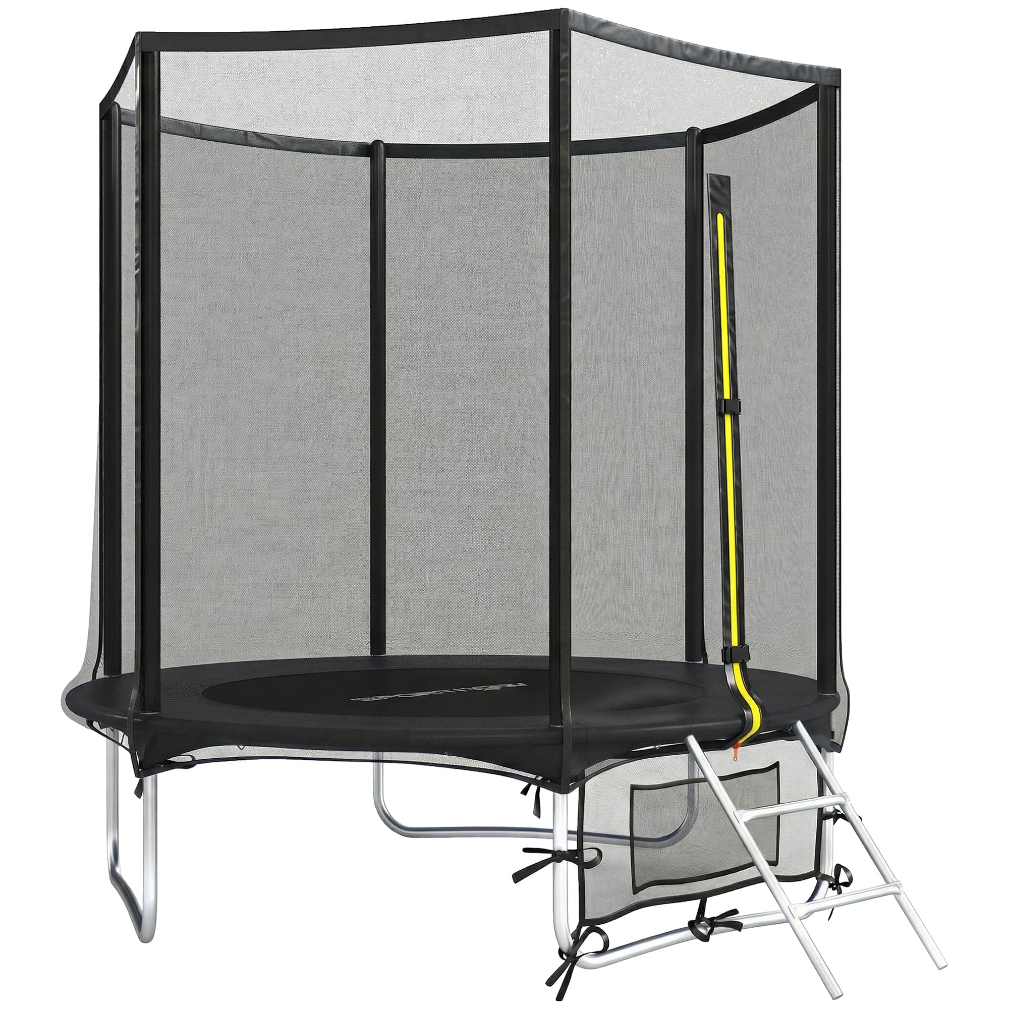 SPORTNOW Trampoline Extérieur Ø183 cm Trampoline pour Enfants +6 Ans Adultes avec Filet de Sécurité Échelle de 2 Marches Noir