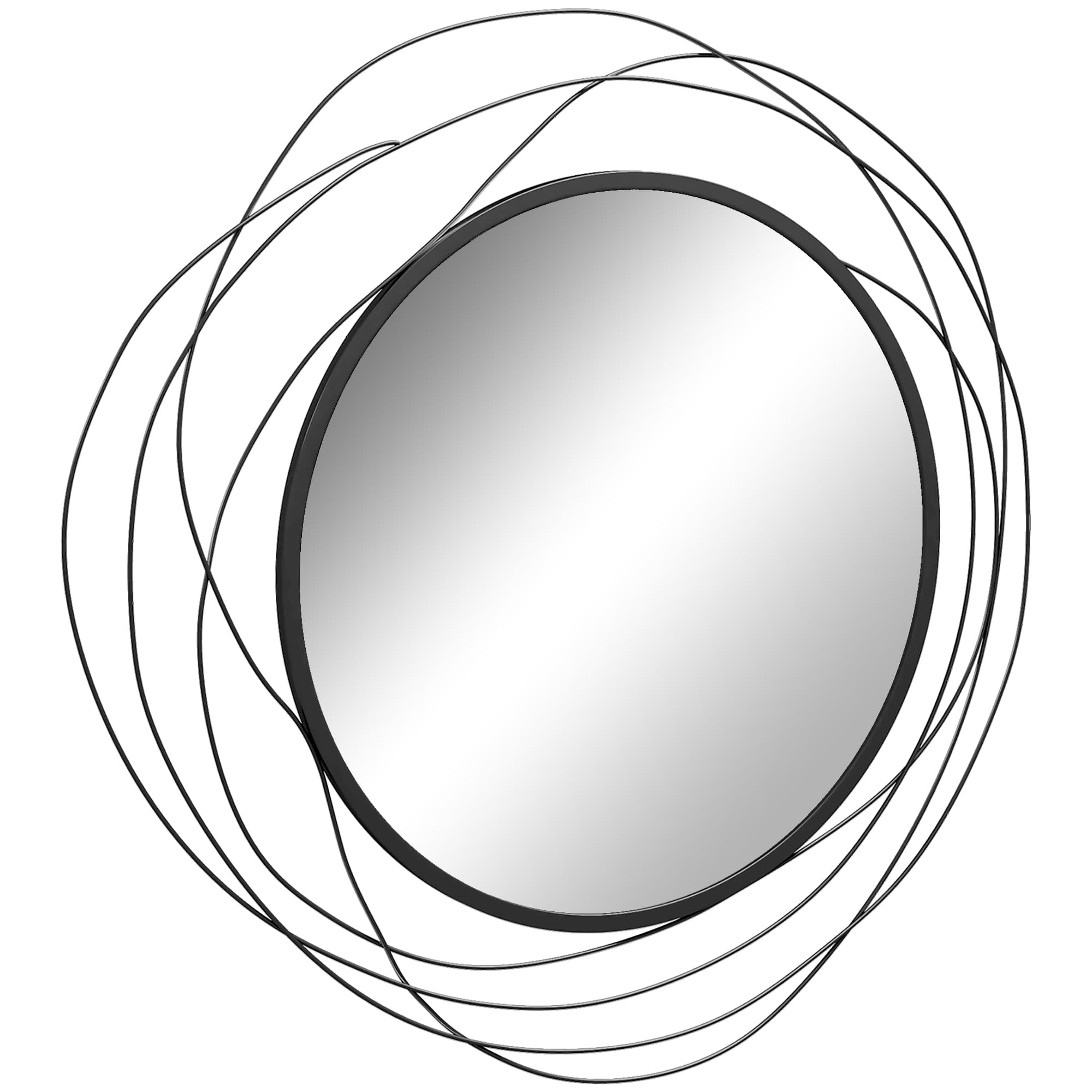 HOMCOM Miroir rond en métal filaire noir, décoration style moderne, diamètre Φ65 cm