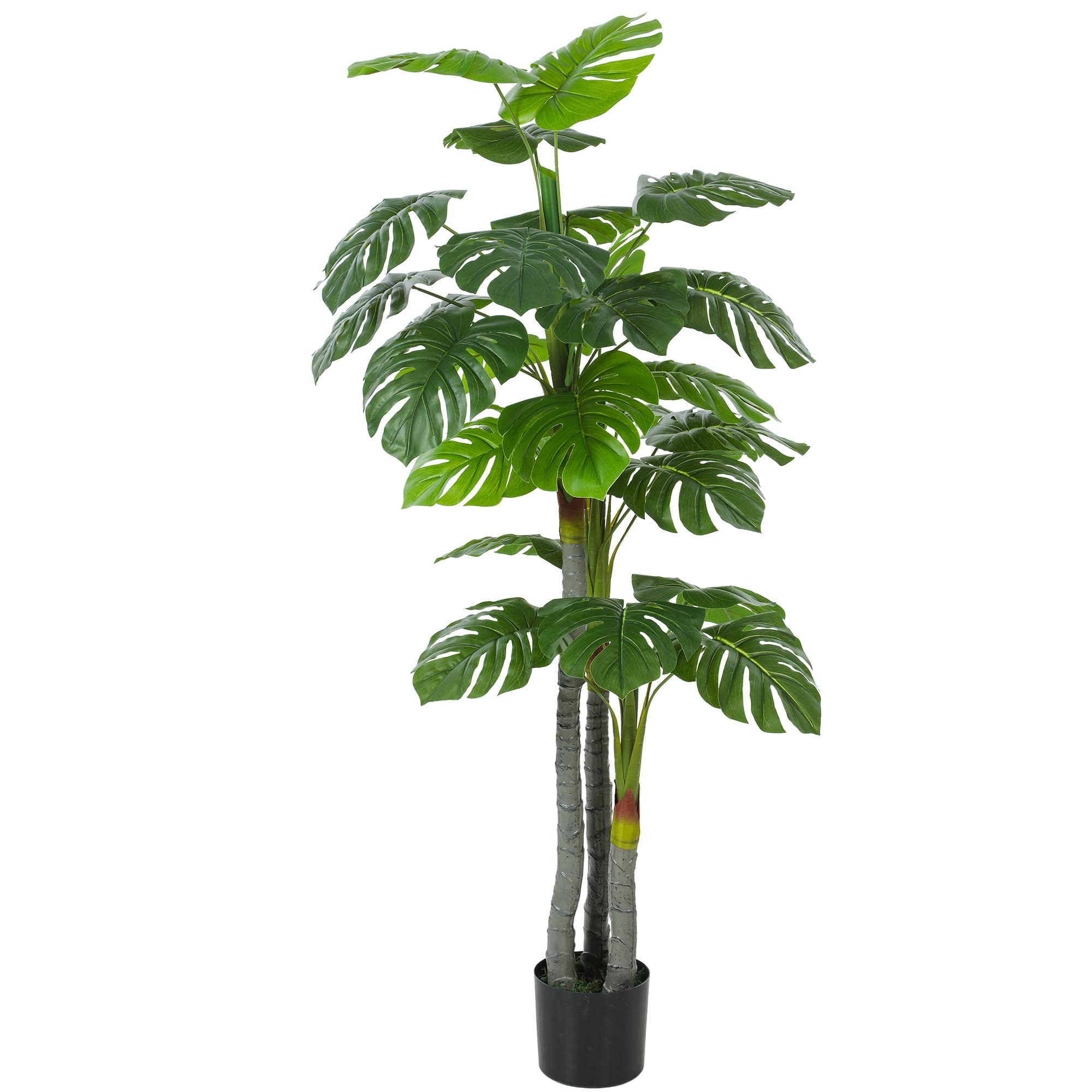 HOMCOM Arbre Artificiel Plante Artificielle Monstera H.1,5 m Tronc Branches Lichen Feuilles de Tortue Grand réalisme Pot Inclus
