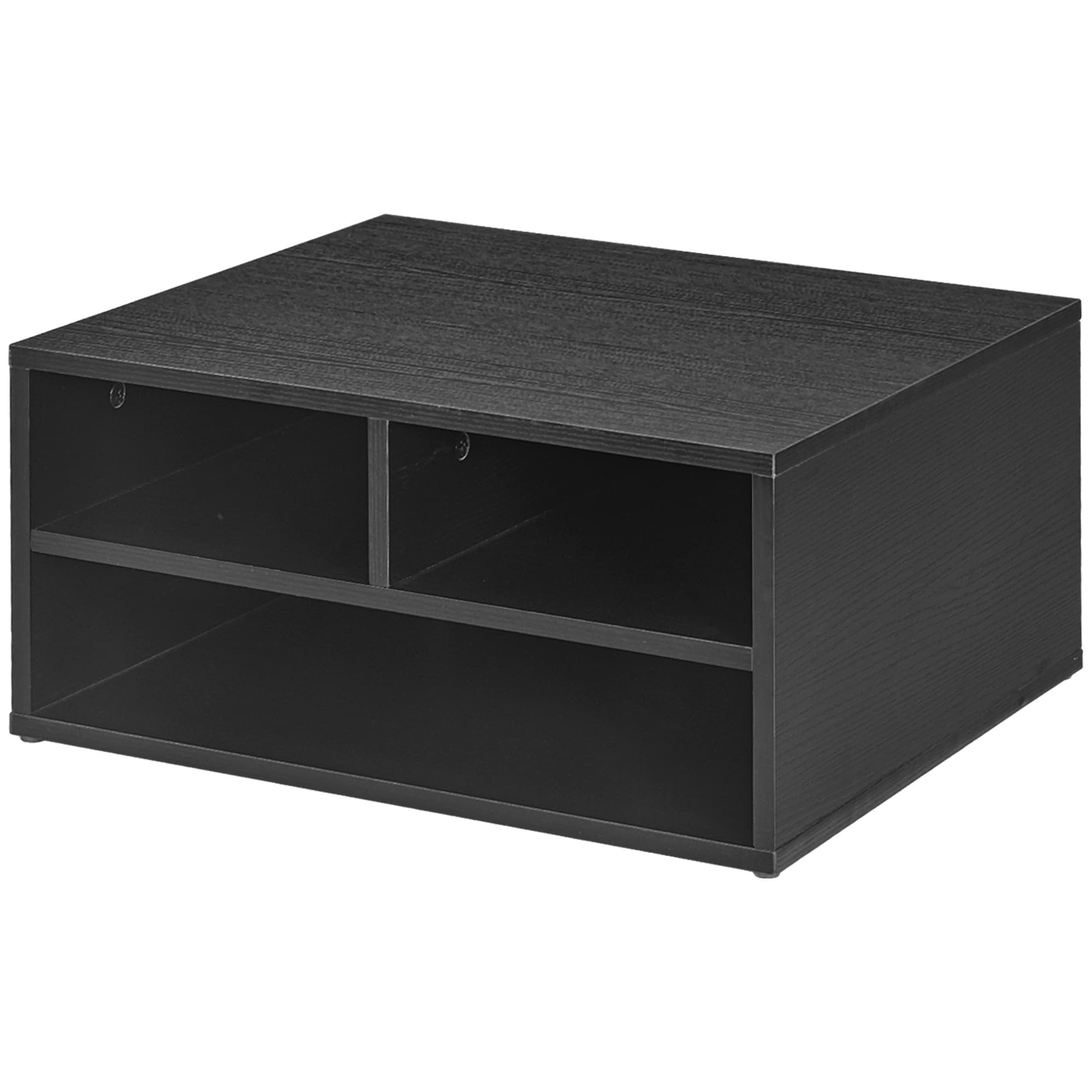 HOMCOM Organiseur bureau aspect noir avec 3 compartiments fournitures support d'imprimante 47 x 40 x 22,5 cm