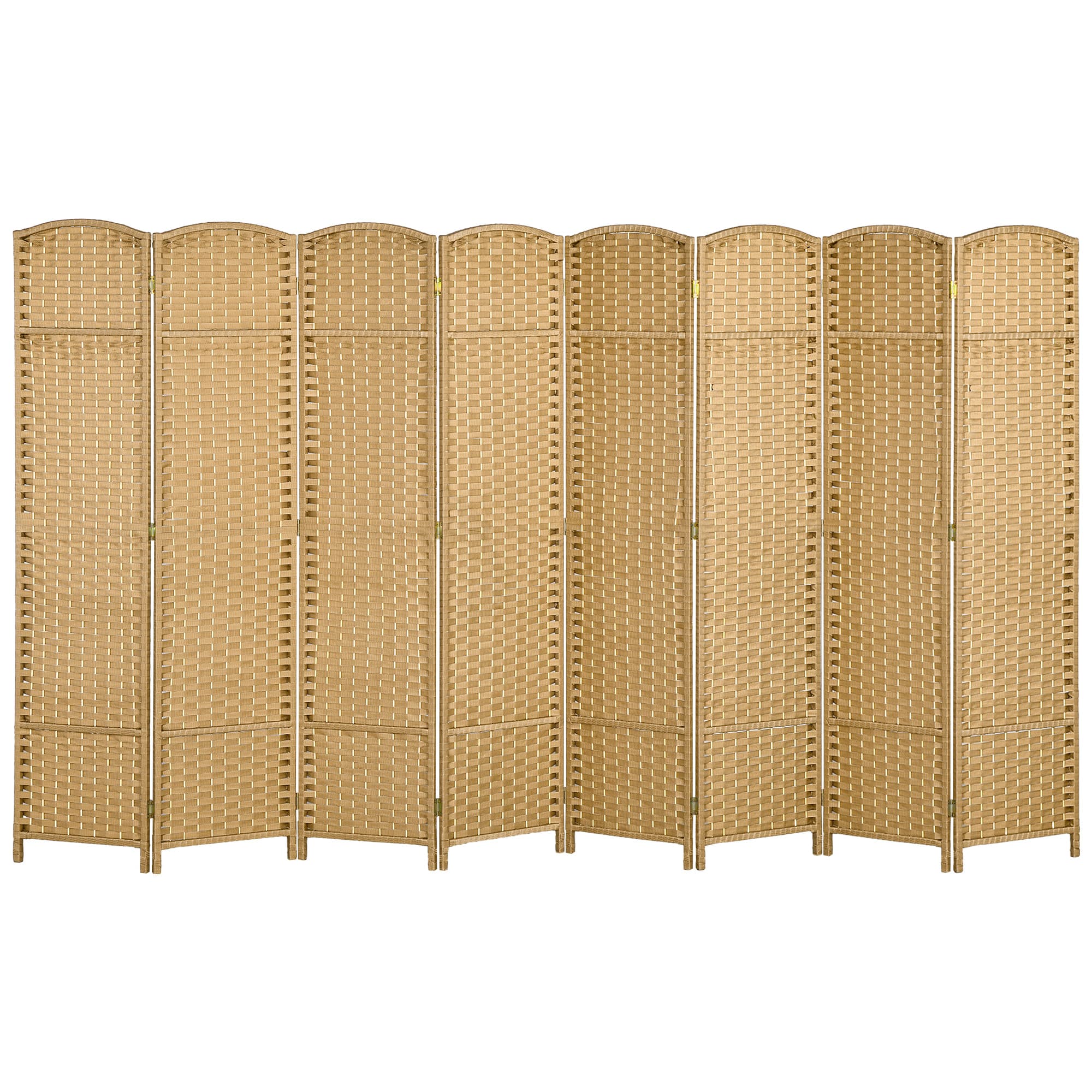 HOMCOM Paravent interieur en bois 8 panneaux 320 x 170 cm séparateur de pièce pliable pour salon, chambre à coucher, naturel