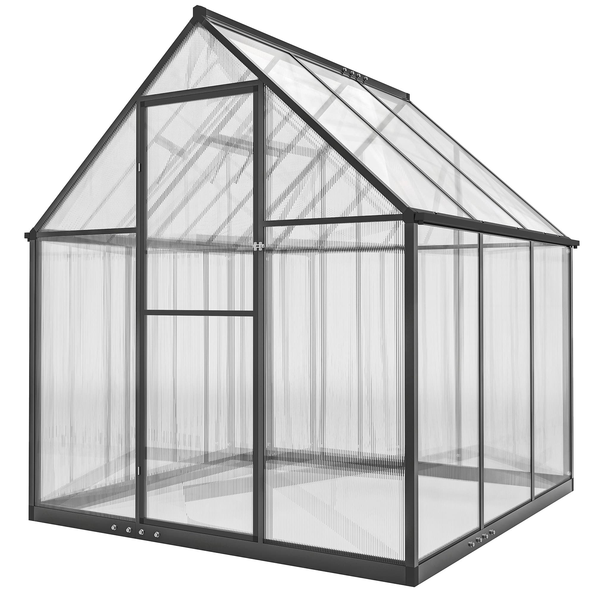 Outsunny Serre de jardin en aluminium polycarbonate, serre avec fenêtre réglable porte battante résistant intempéries transparent