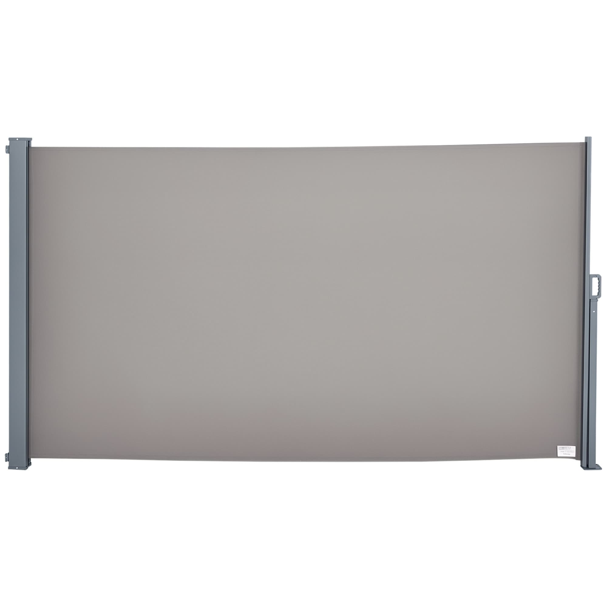 Outsunny Paravent Latéral Rétractable 3x1,6m Polyester 280g/m2 Anti-UV Gris pour Extérieur Aosom France