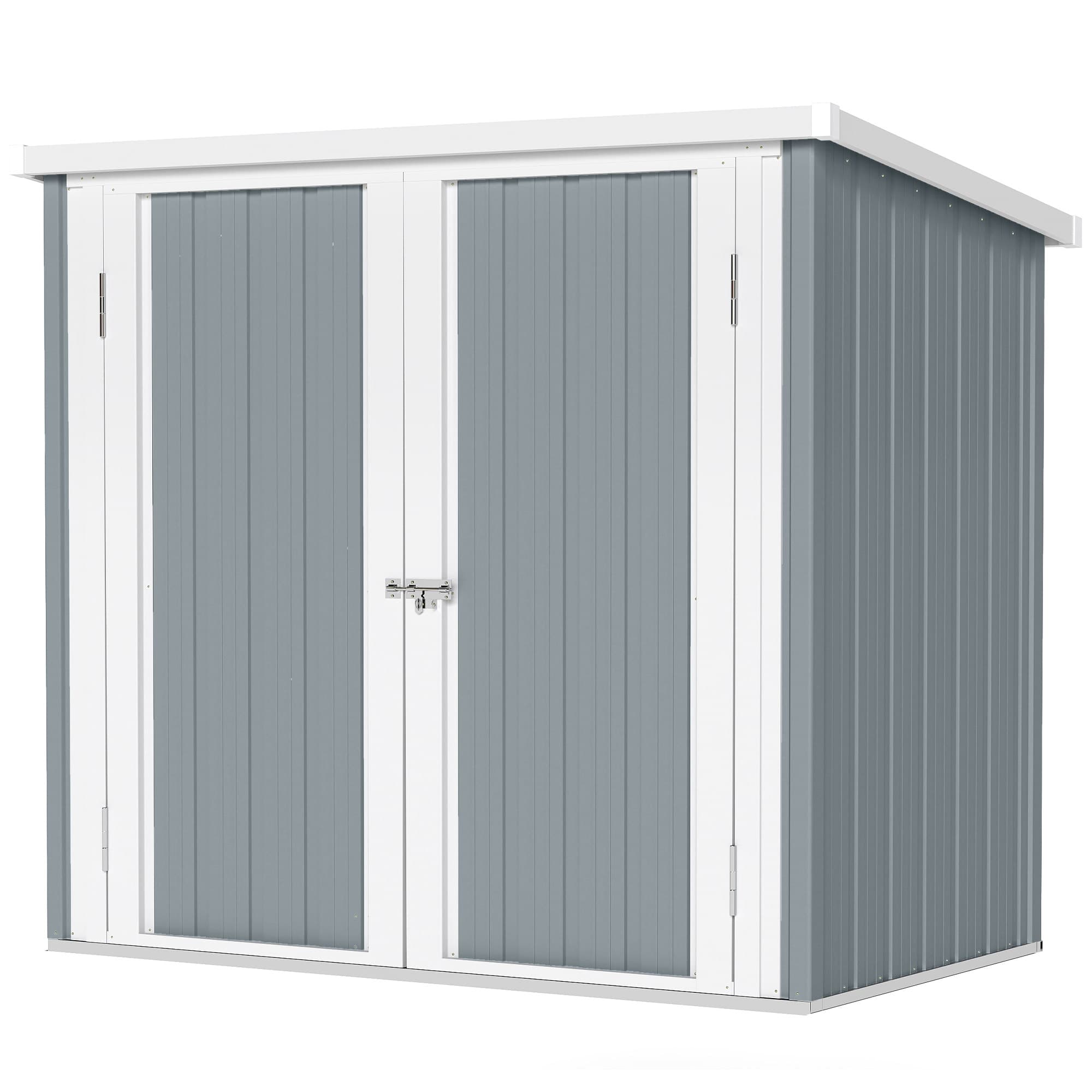 Outsunny Abri de Jardin cabane de jardin 1,09 m2 2 Portes verrouillables 147 x 86 x 134 cm tôle d'acier Gris clair Blanc