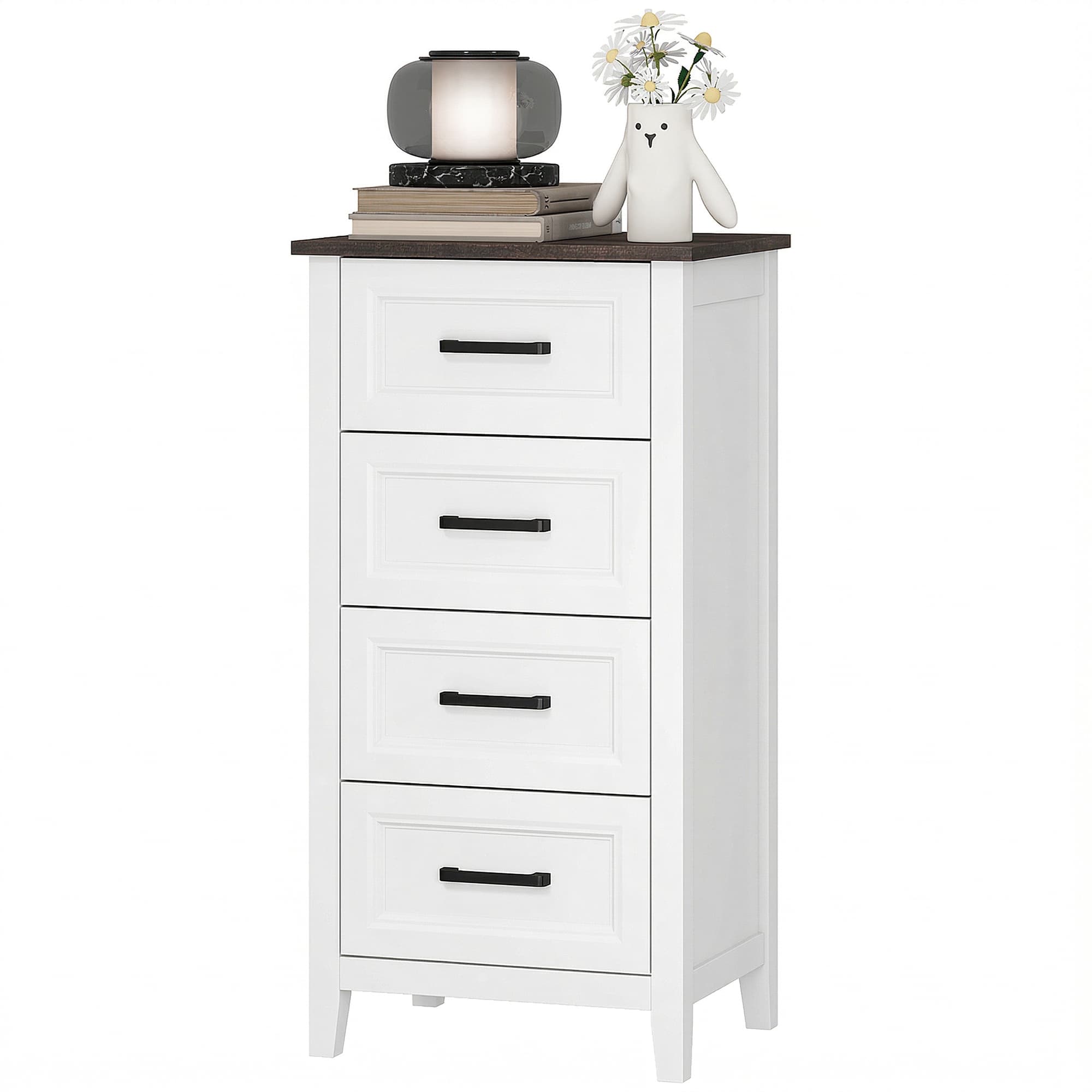 HOMCOM Commode 4 tiroirs, meuble haut pour chambre et salon