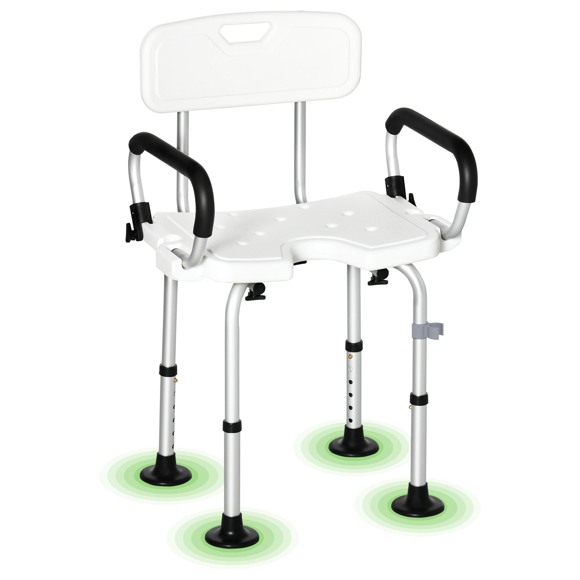 HOMCOM tabouret de douche chaise de bain, avec patins antidérapants, assise rembourrée confortable, charge max. 136 kg Aosom France
