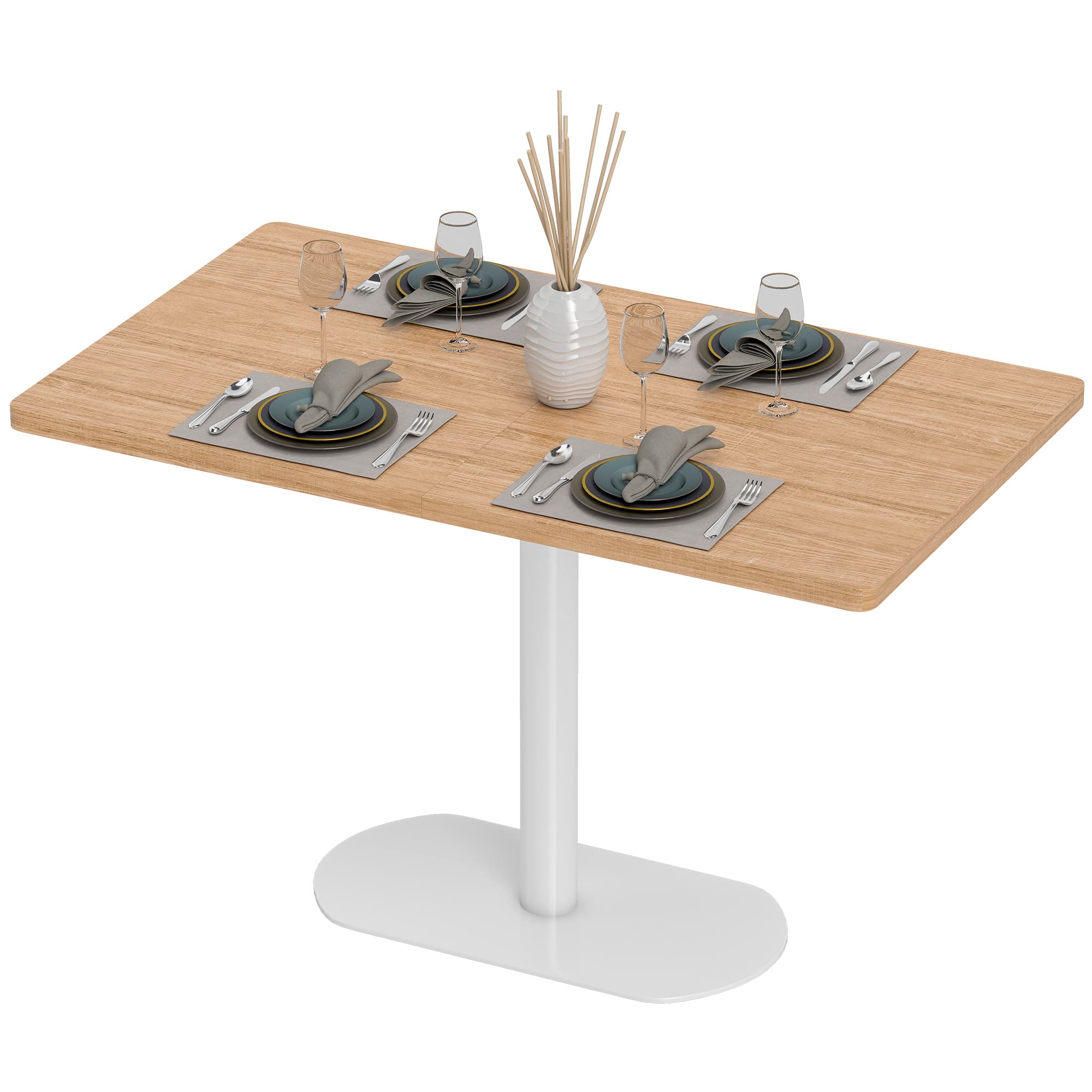 HOMCOM Table à manger rectangulaire pour 6 personnes, 120 x 70 x 75 cm, table de cuisine piétement et plateau épais chêne blanc