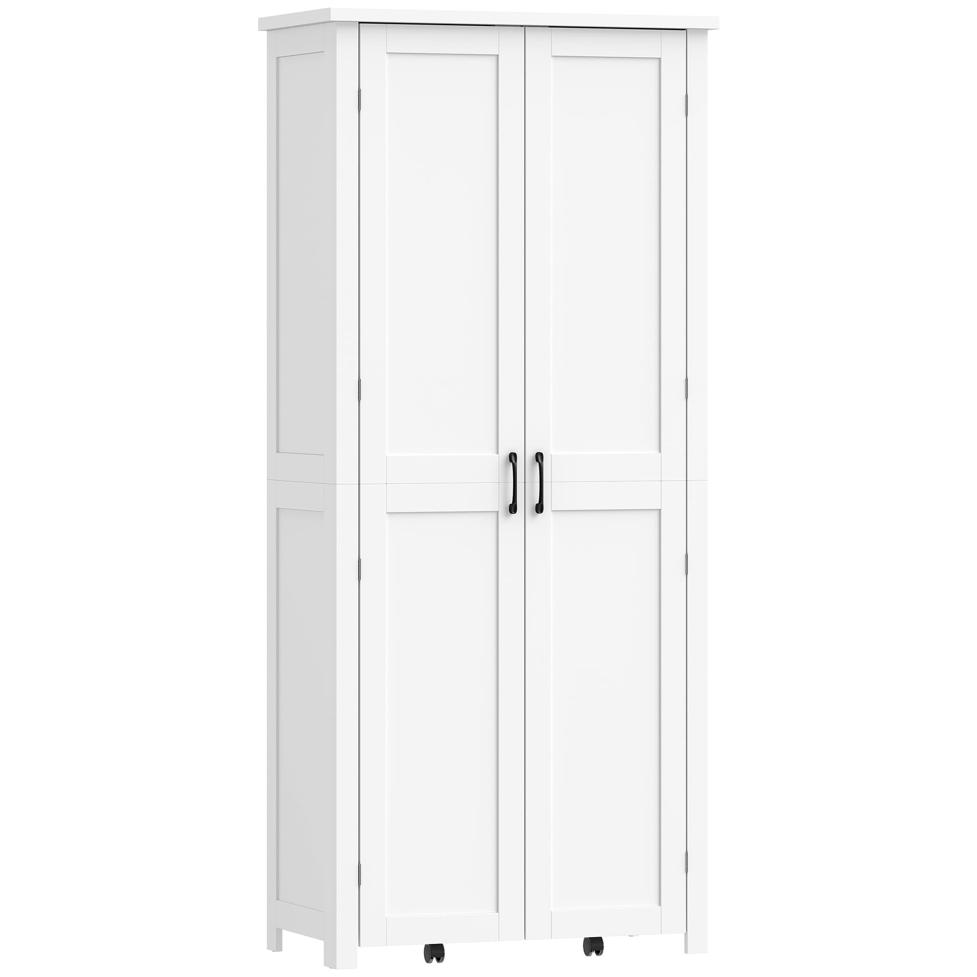 HOMCOM Meuble de Cuisine Moderne: Roulettes, 2 Portes, 14 Compartiments, Couleur Blanc.