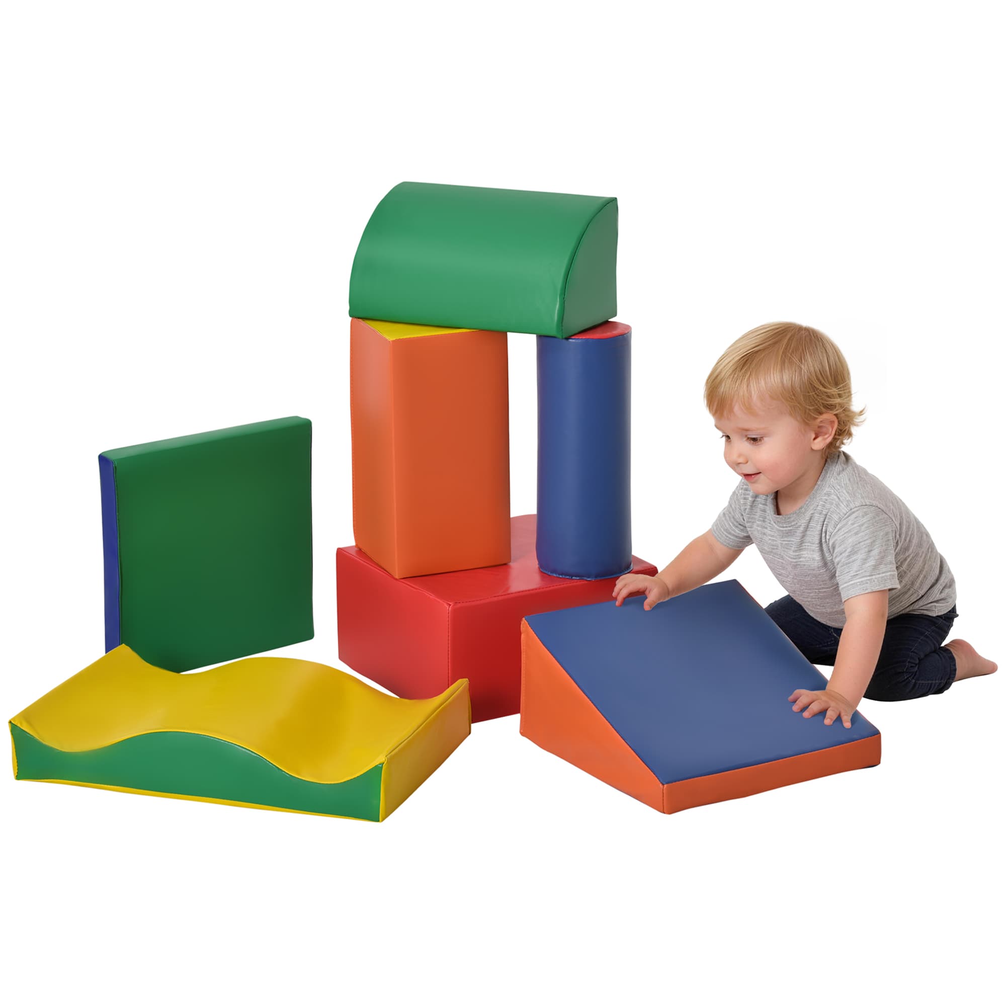 HOMCOM Blocs de construction en mousse ensemble de 7 pièces jouets éducatifs pour enfant de 1-3 ans formes différentes multicolore