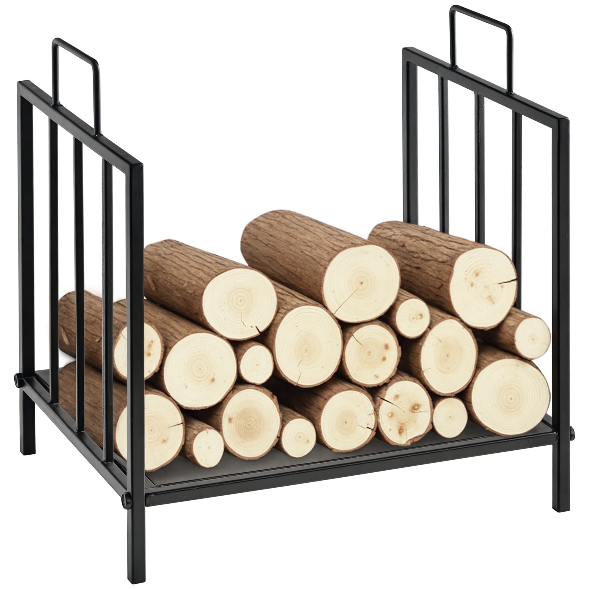 Outsunny Porte-bûches range bûches étagère à bois de cheminée charge max. 15 Kg dim. 44,5L x 33l x 46,5H cm métal époxy noir