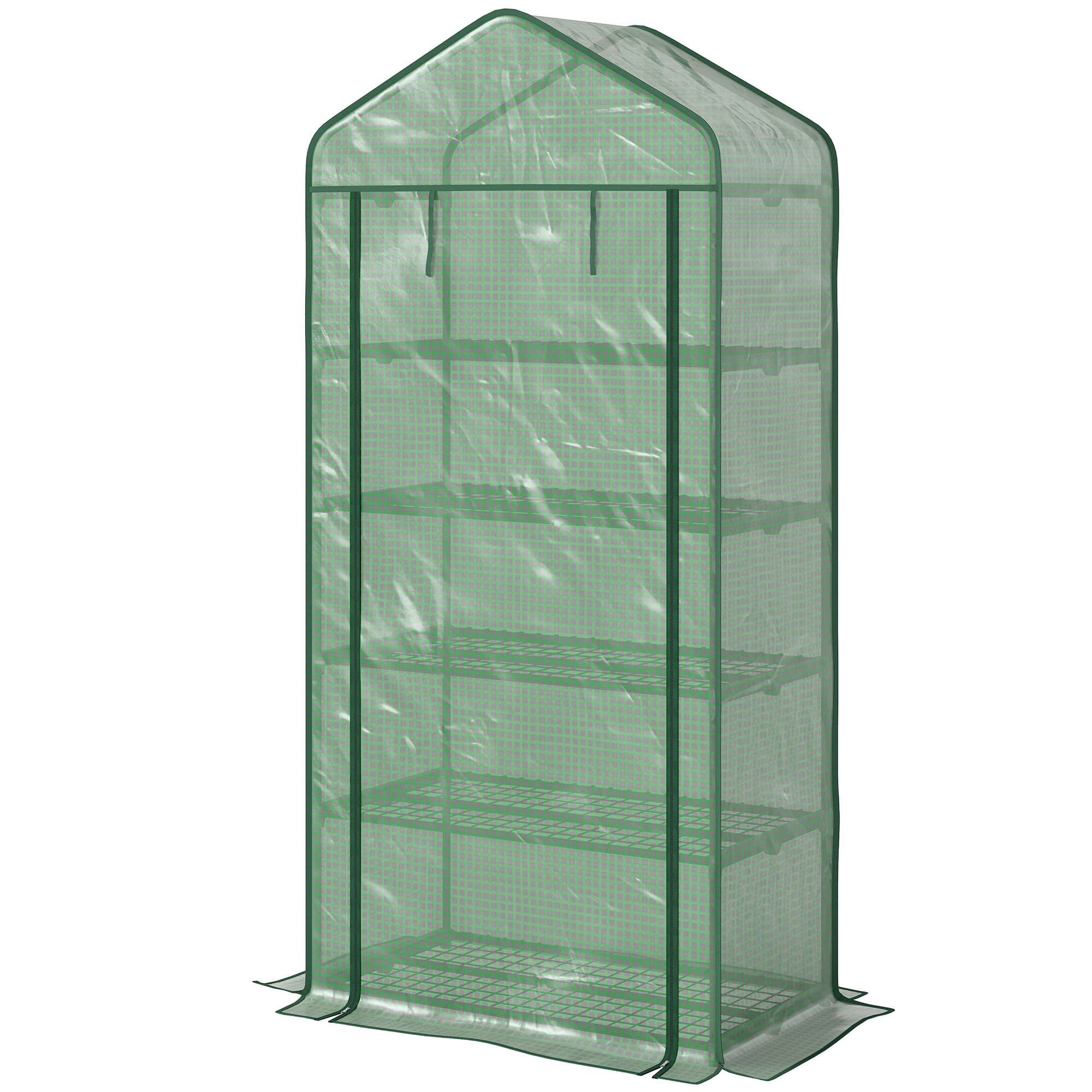 Outsunny Serre de Jardin 5 Niveaux avec Porte Enroulable et Bâche PE Renforcée Résistante 90x49x193cm Aosom France