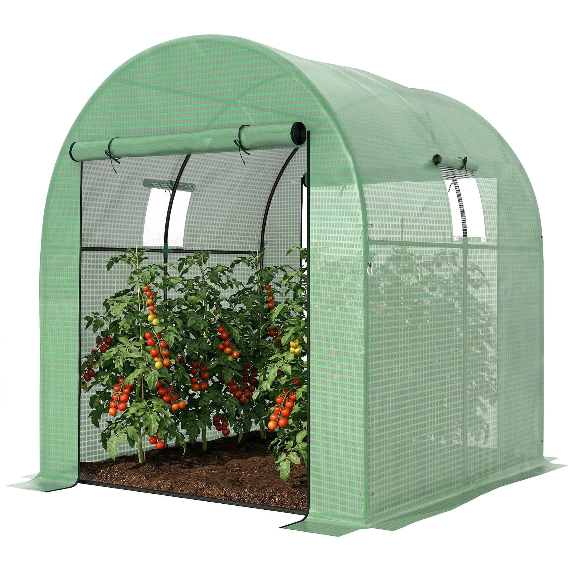 Outsunny Serre de jardin serre tunnel de jardin 3,24m2 PE Haute densité 135 g/m2, avec 2 portes zippées 180 x 180 x 200 cm, vert