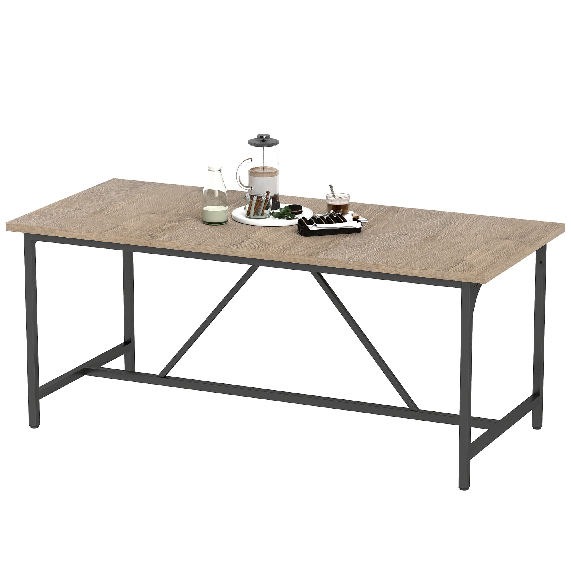 HOMCOM Table à manger rectangulaire pour 6-8 personnes table de cuisine style industriel 180 x 80 x 75,5 cm effet bois naturel