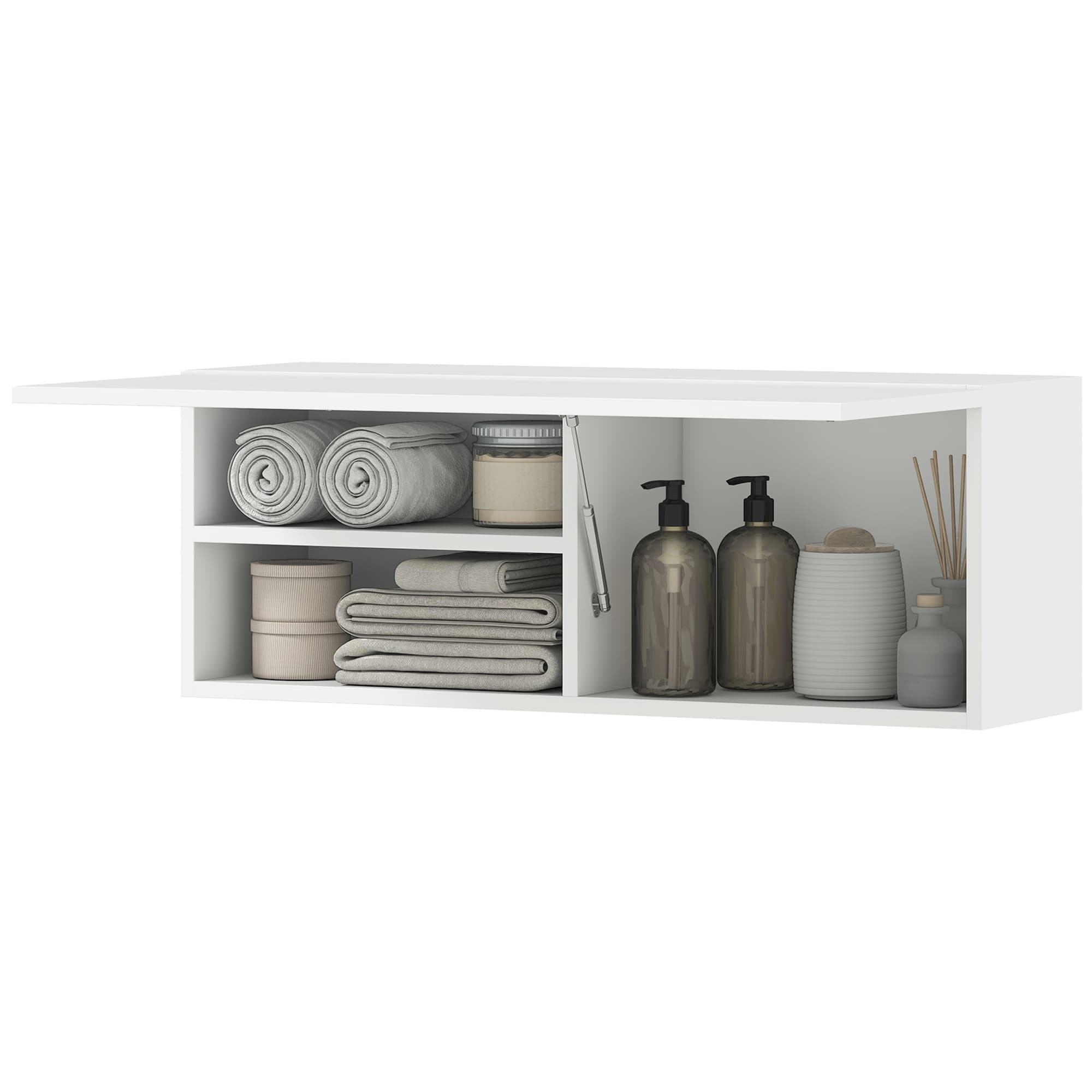 HOMCOM Armoire murale de salle de bain, meuble de rangement suspendu avec porte à charnières, 80 x 25 x 30 cm, blanc