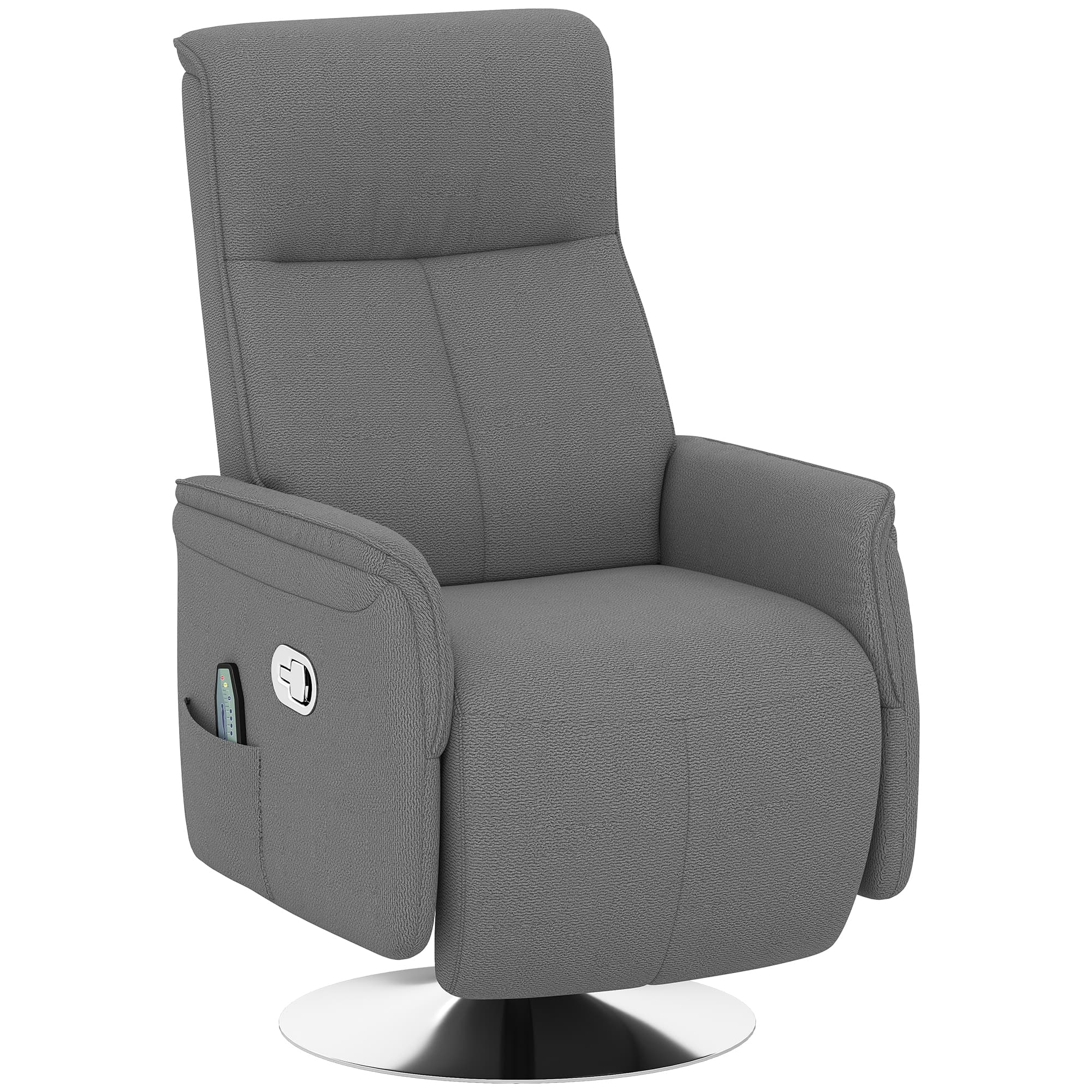 HOMCOM Fauteuil relax massant fauteuil de relaxation inclinable pivotant dossier et repose-pieds réglable 68,5x77x117cm gris