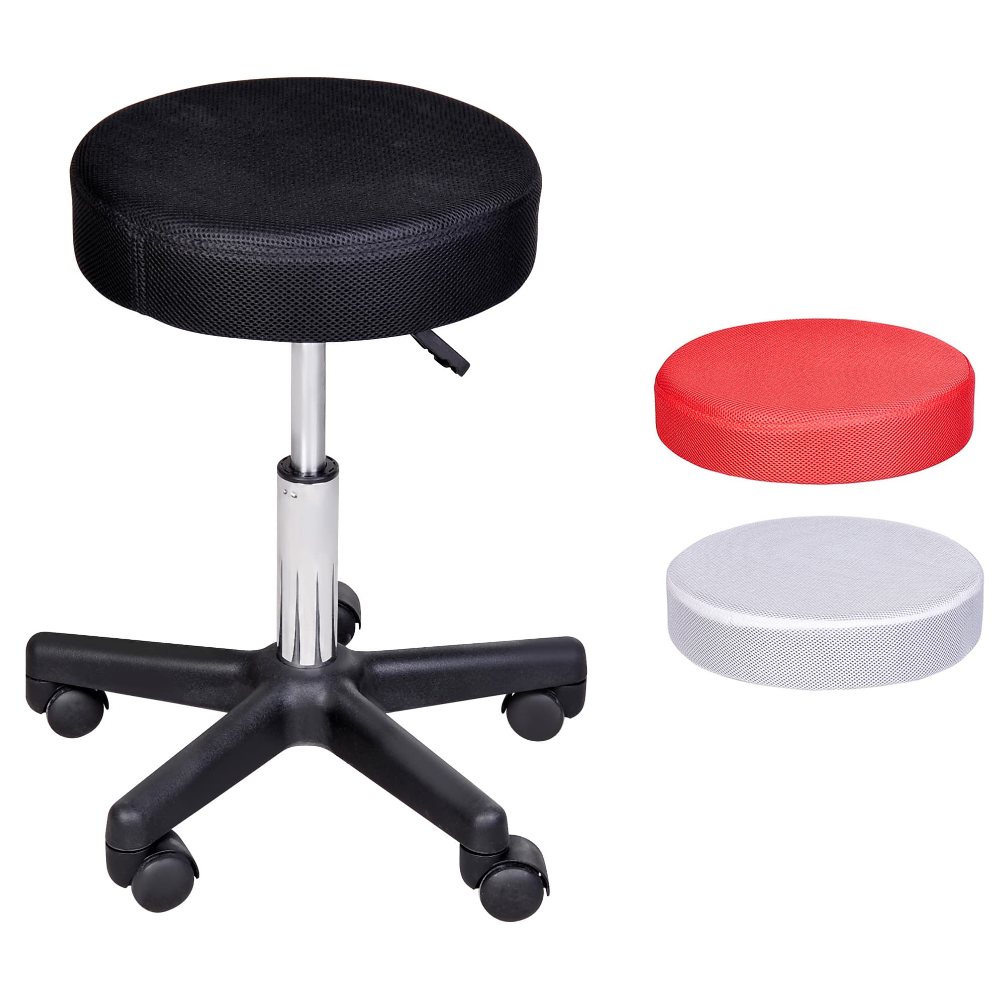 HOMCOM Tabouret de Massage Pivotant à Roulettes Réglable avec Housses Colorées Aosom France