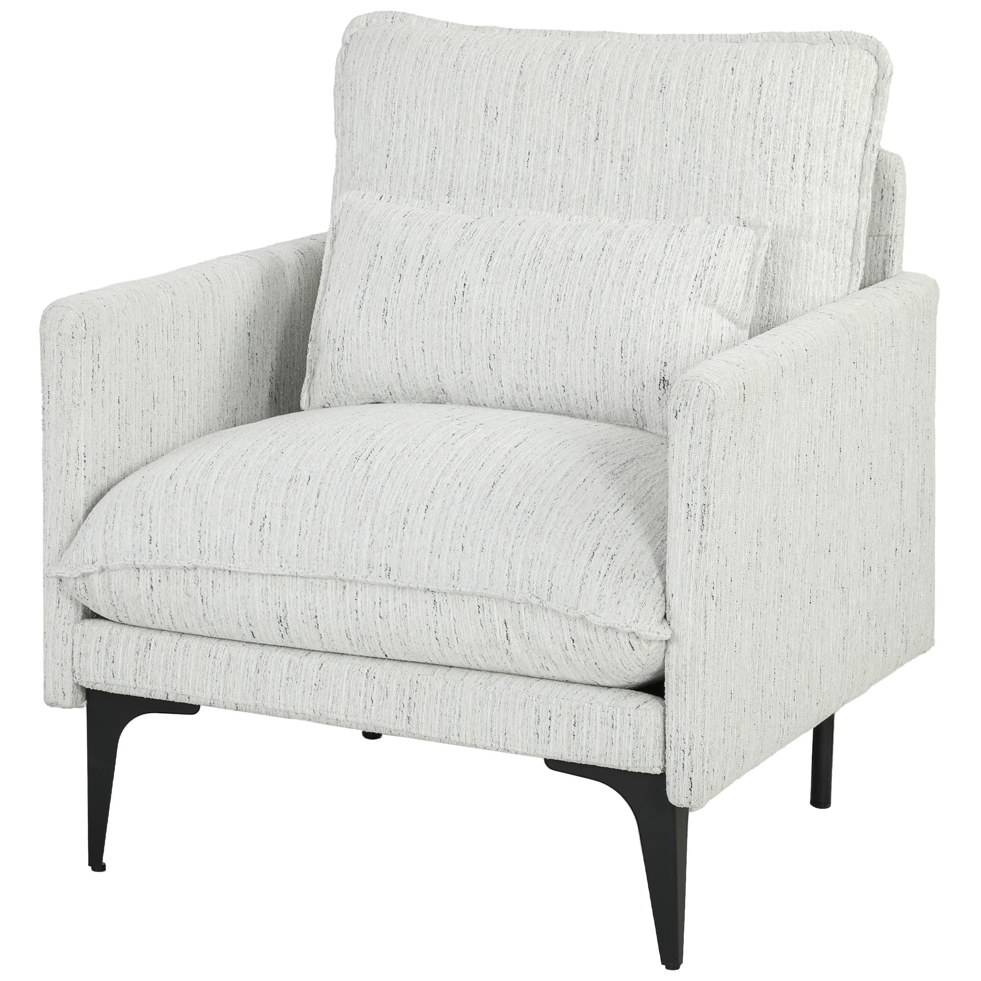 HOMCOM Fauteuil de salon rembourré en tissu effet lin avec accoudoirs, coussin lombaire et assise large, Blanc