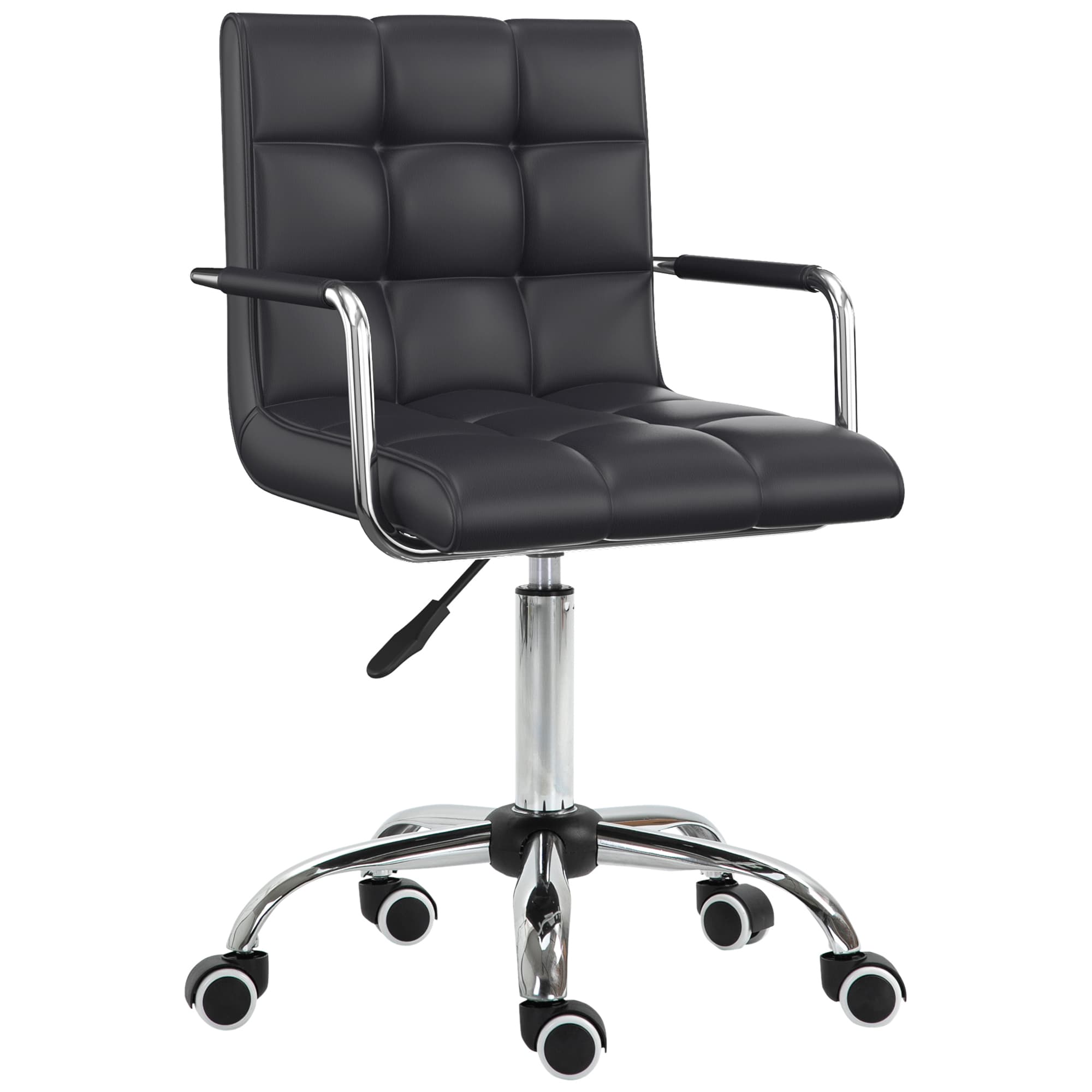 HOMCOM Chaise de bureau fauteuil manager pivotant hauteur réglable revêtement synthétique capitonné noir