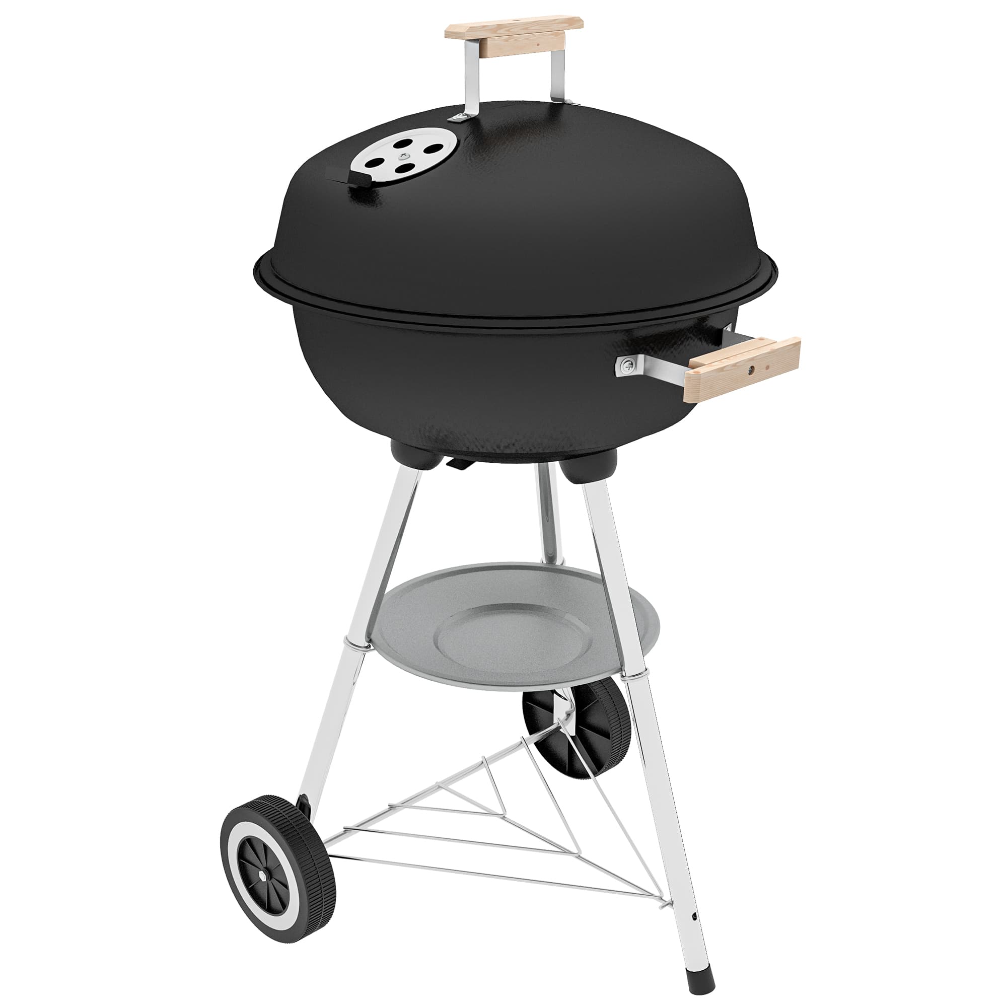 Outsunny Barbecue à charbon BBQ rond avec couvercle roues et contrôle température portable barbecue grill noir
