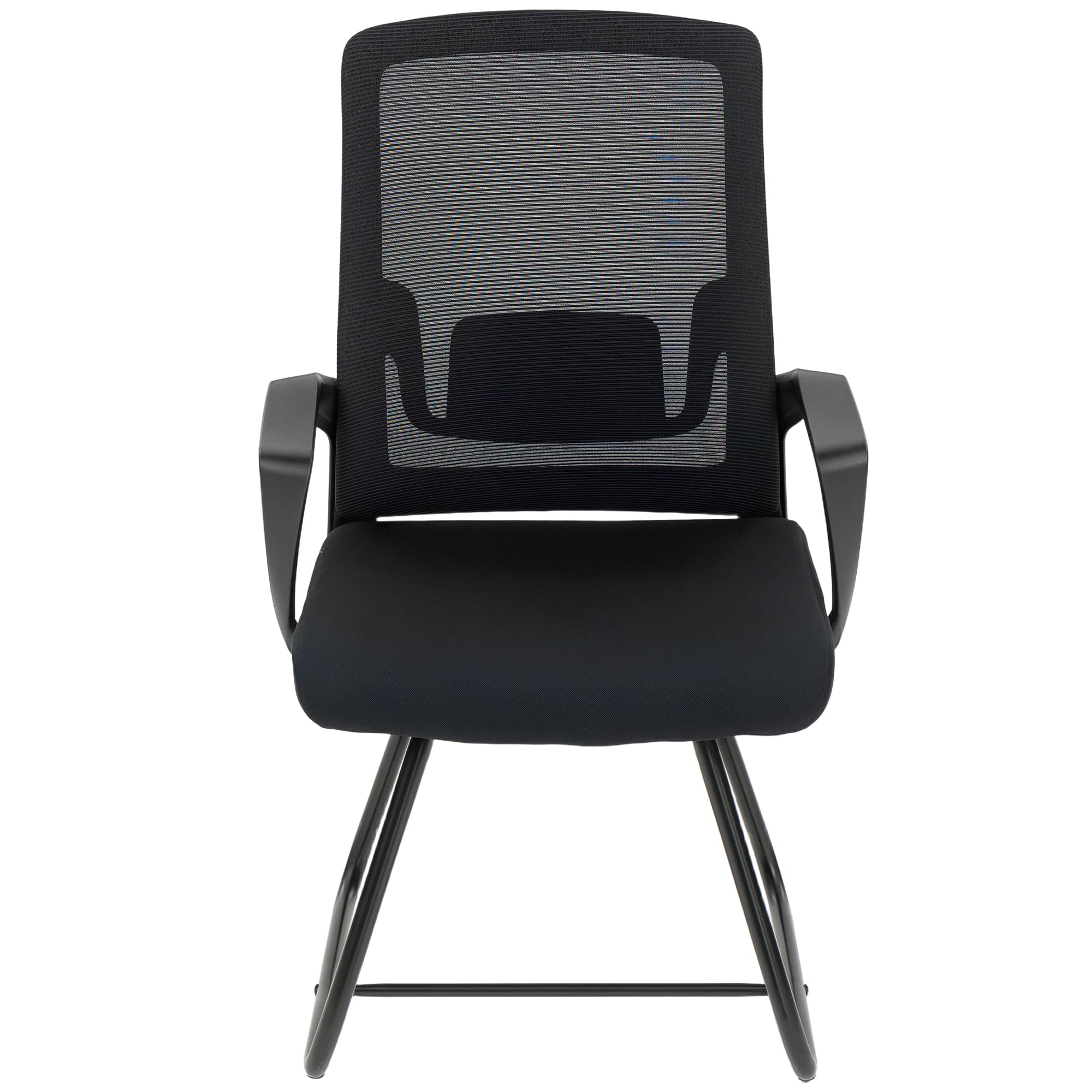 HOMCOM Chaise de bureau ergonomique sans roulettes, chaise de conférence avec dossier en maille, soutien lombaire, noir