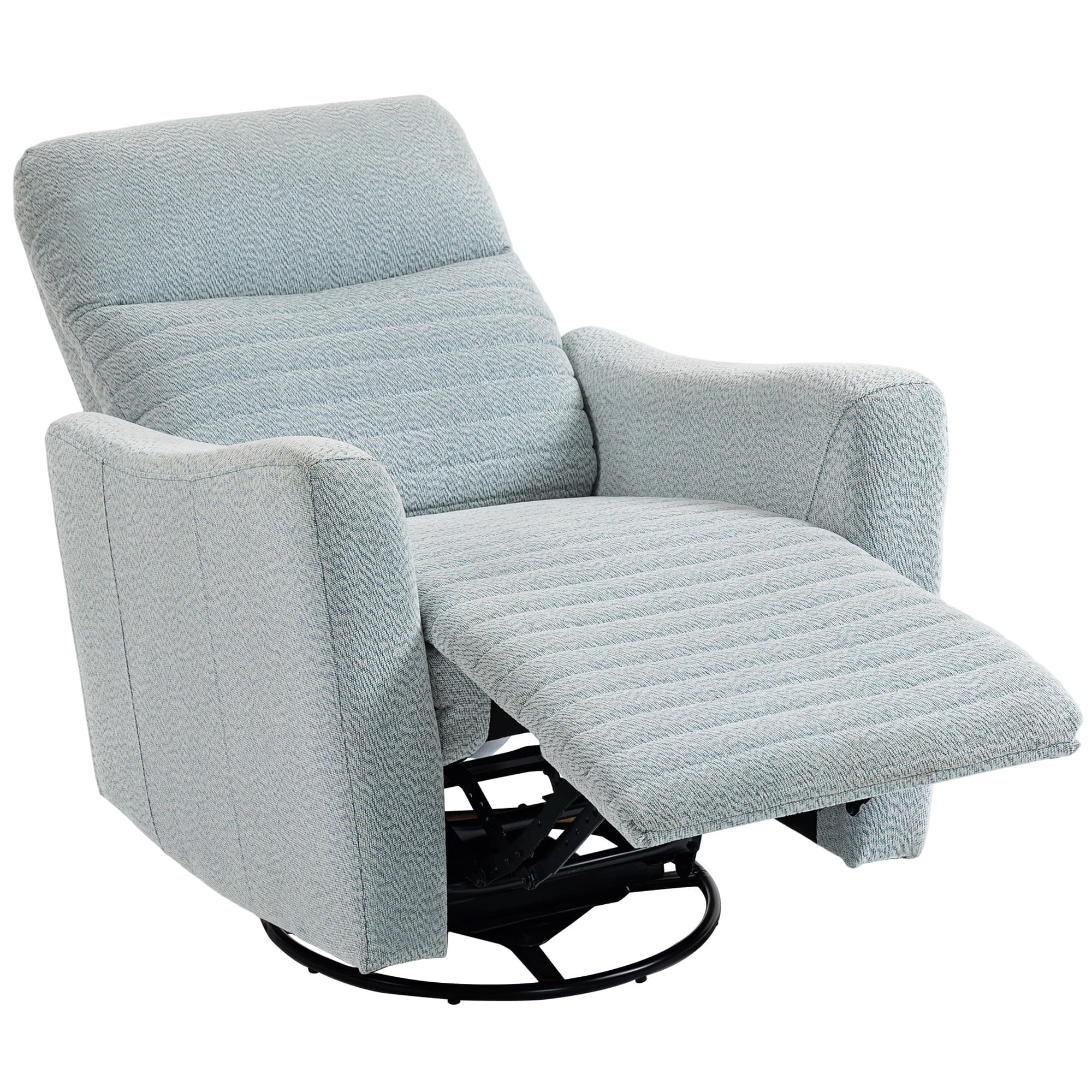 HOMCOM Fauteuil inclinable, fauteuil de relaxation avec repose-pieds, pivotant à 360°, basculant, 82 x 90,5 x 101 cm, gris-bleu