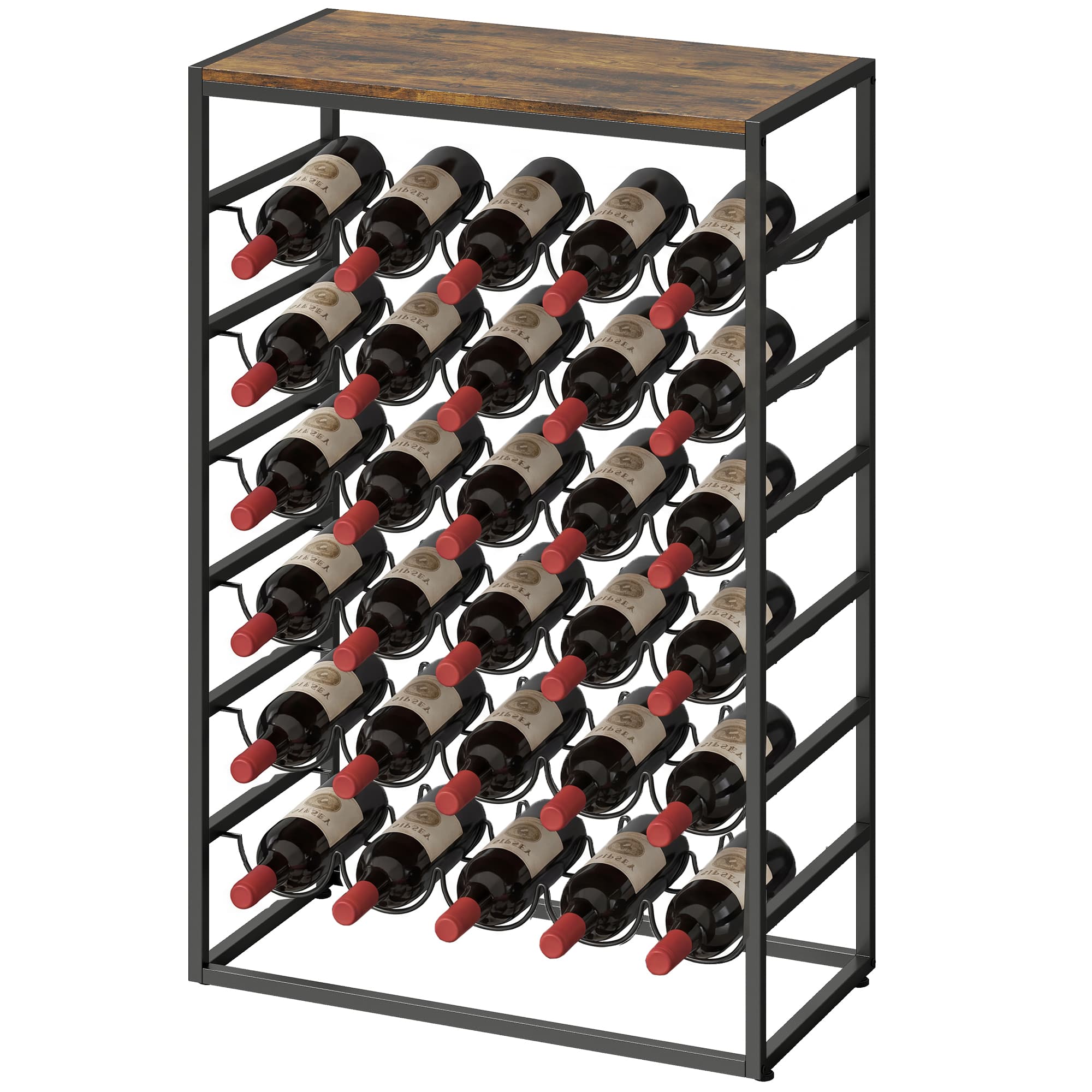 HOMCOM Casier à bouteilles pour 30 bouteilles, étagère à vin avec 6 niveaux, style industriel, 59x30x88,5cm, brun rustique