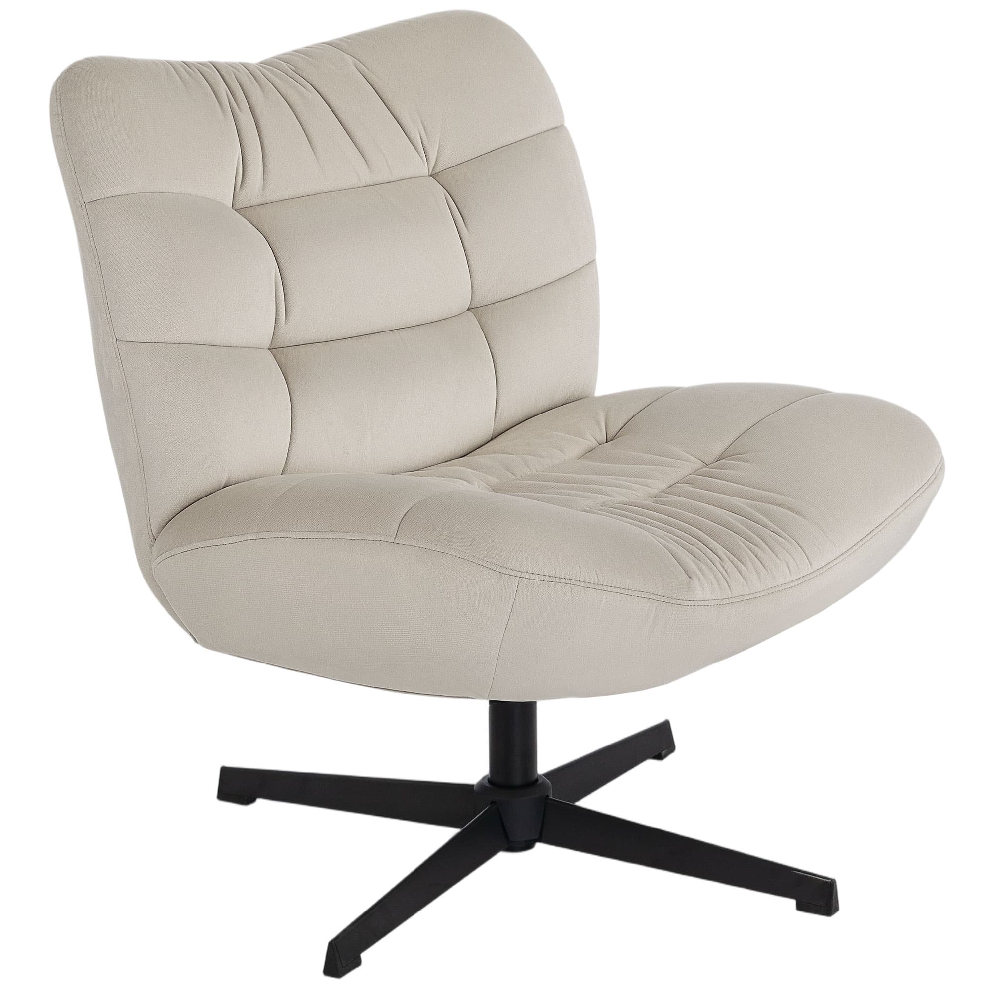 HOMCOM Fauteuil de salon pivotant, chaise rembourrée en chenille sans accoudoirs, assise et dossier larges, 70x80x82cm, crème