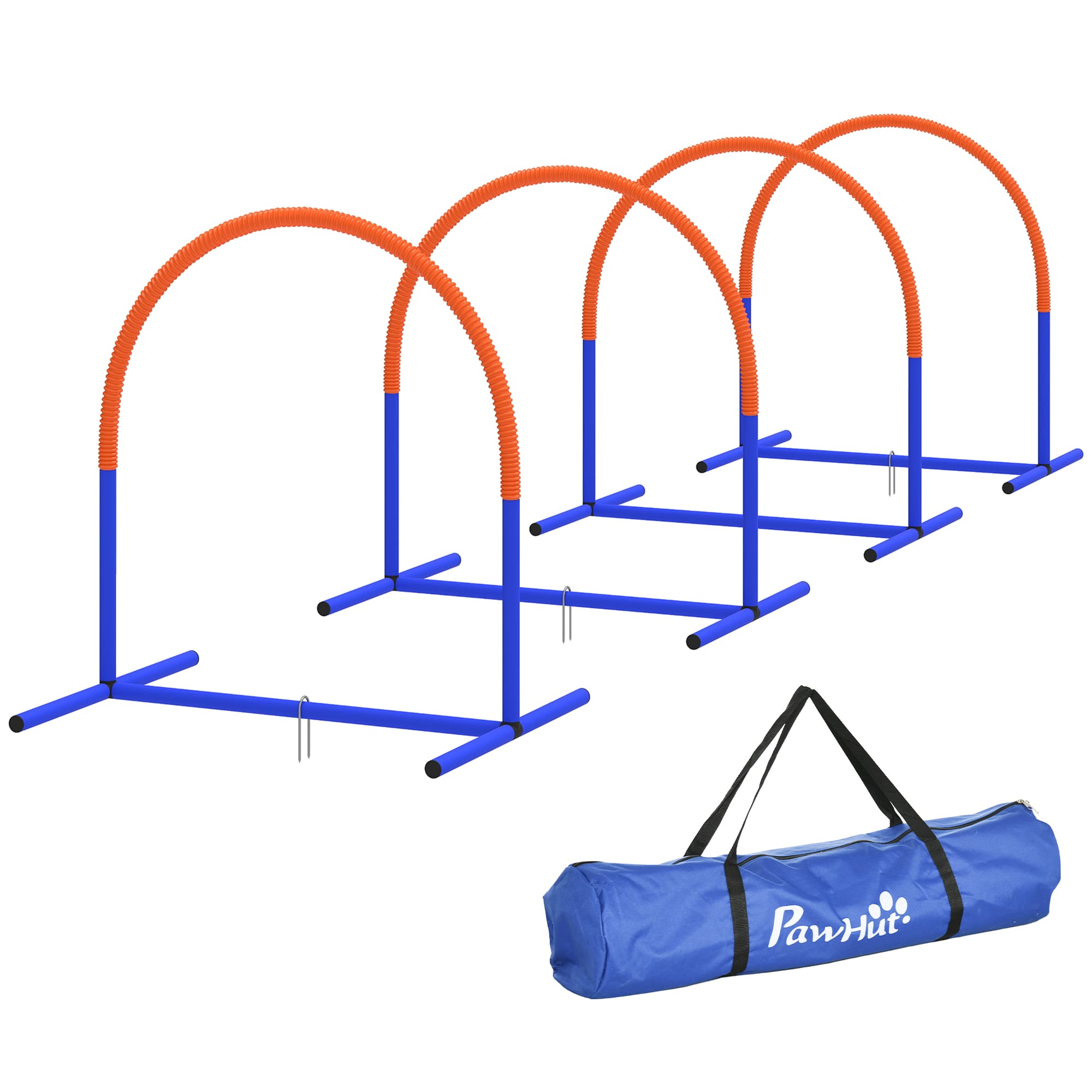 PawHut Kit d'équipement d'agilité pour chien kit d'agilité pour chien sac de transport 88 x 64 x 95 cm bleu et orange