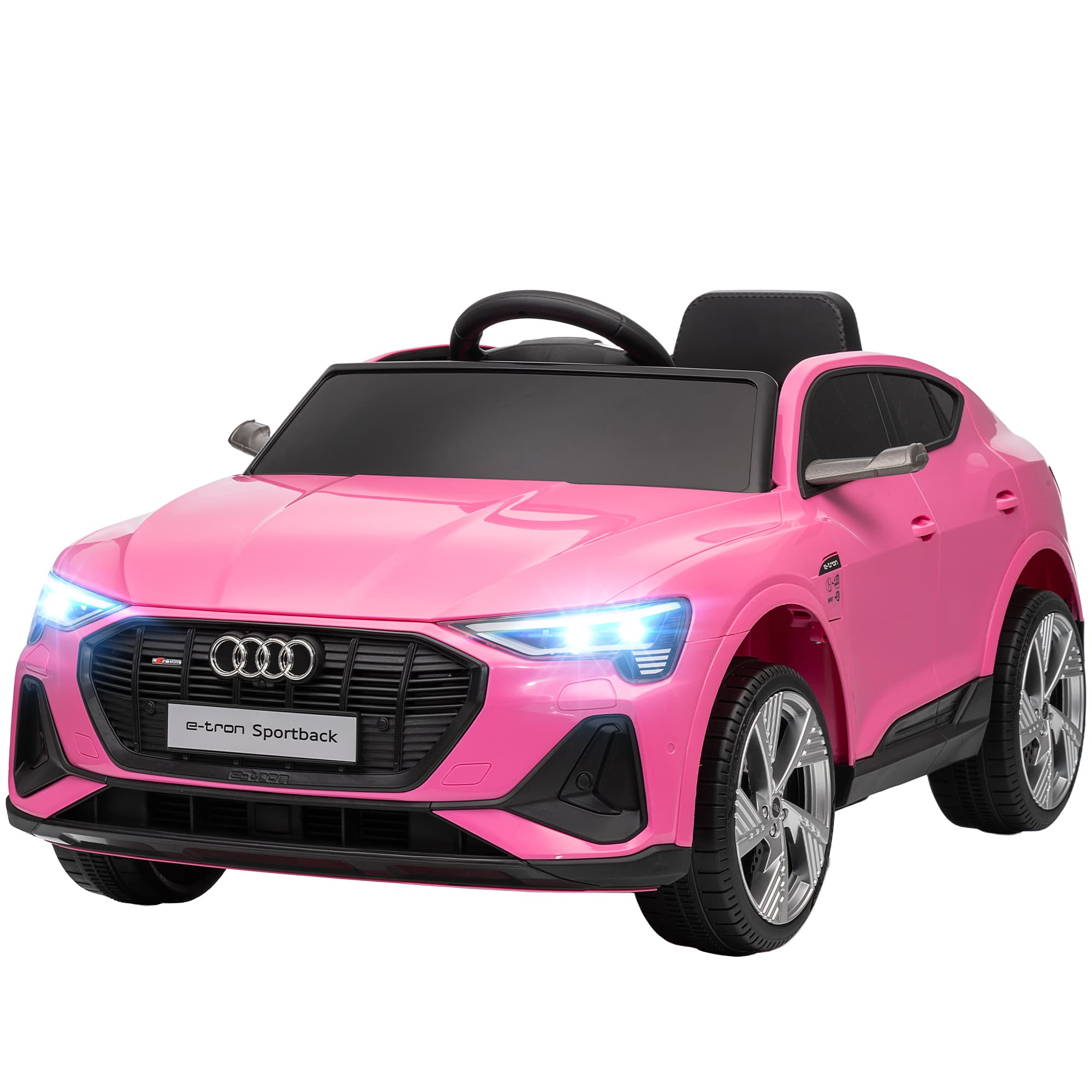 HOMCOM Voiture électrique enfants, véhicule électrique 12V avec télécommande 2,4G, phares, musique, klaxon, port USB, MP3, rose