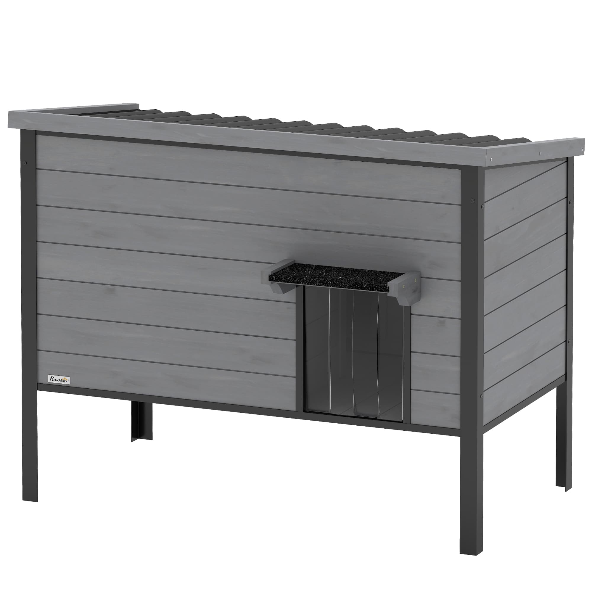 PawHut Maisonnette étanche pour chat avec toit ouvrant fond amovible entrée pour 1-2 chats jusqu'à 12 kg 85x55x70 cm Gris clair