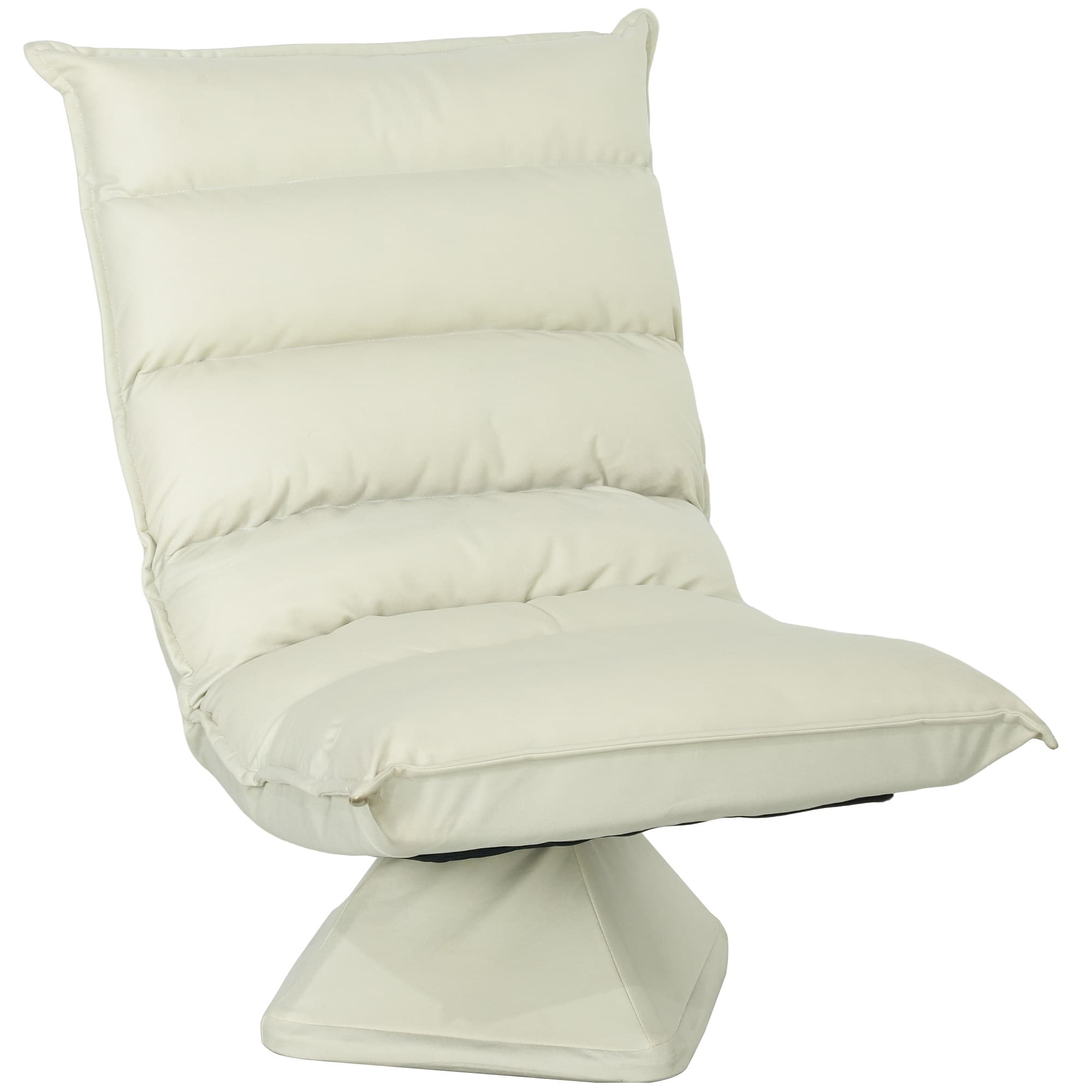 HOMCOM Fauteuil de sol paresseux pivotant 360° avec dossier inclinable design capitonné 62 x 62 x 95 cm beige