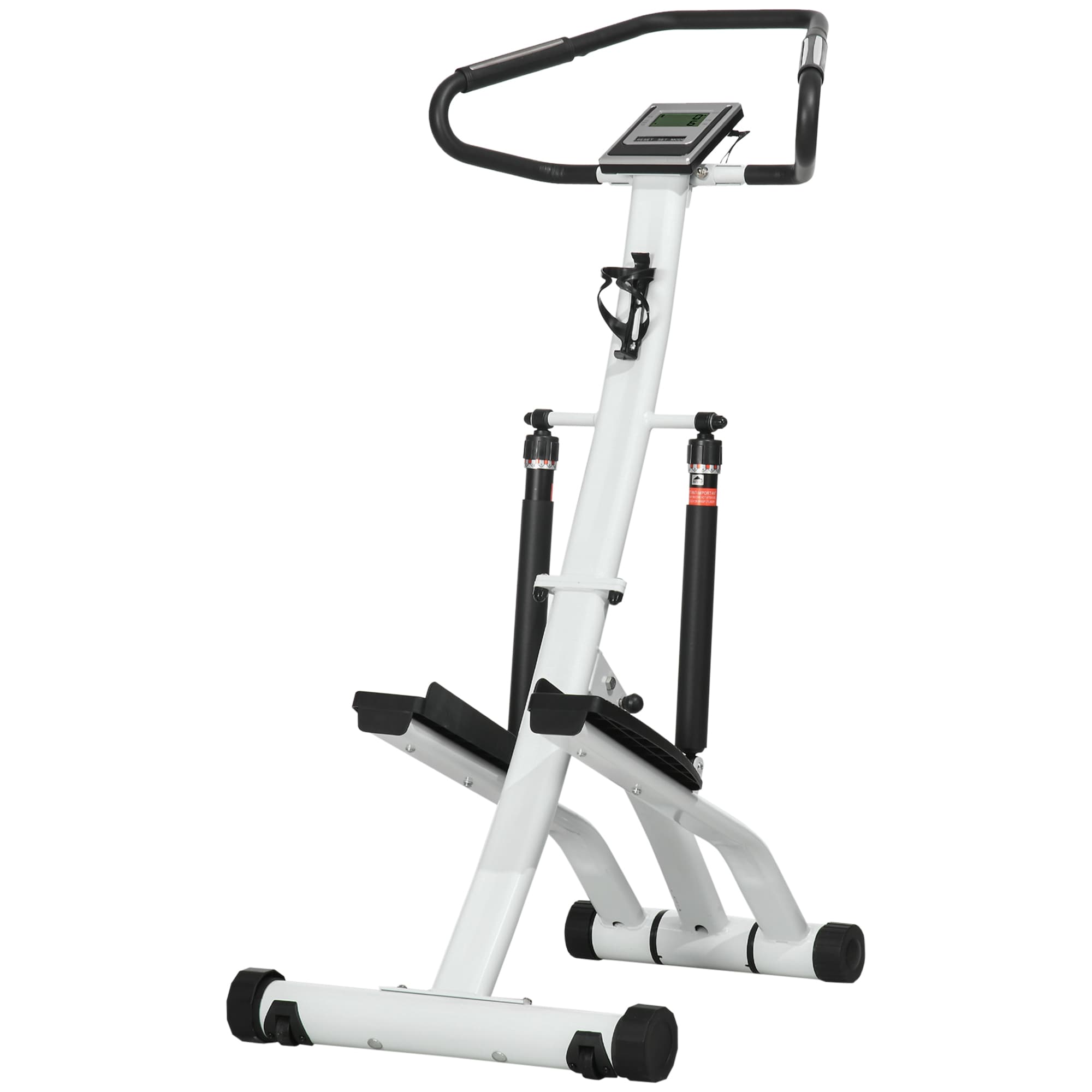 SPORTNOW STEPPER avec 12 niveaux de résistance, affichage LCD, 2 roues, 80 cm x 61 cm x 134 cm, Blanc + Noir