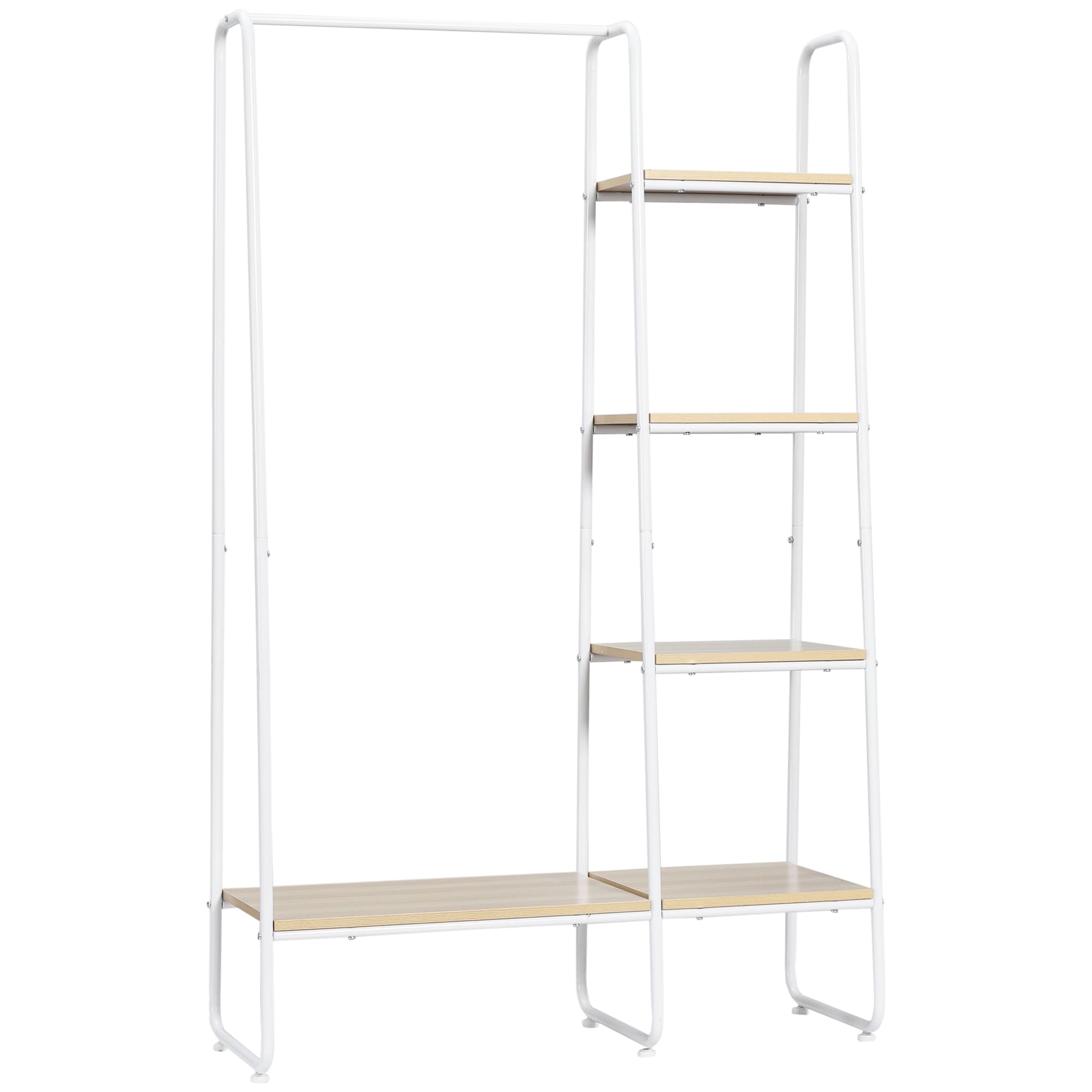 HOMCOM Penderie Style Industriel 4 Tablettes 1 Tringle Acier Bois Élégante Aosom France