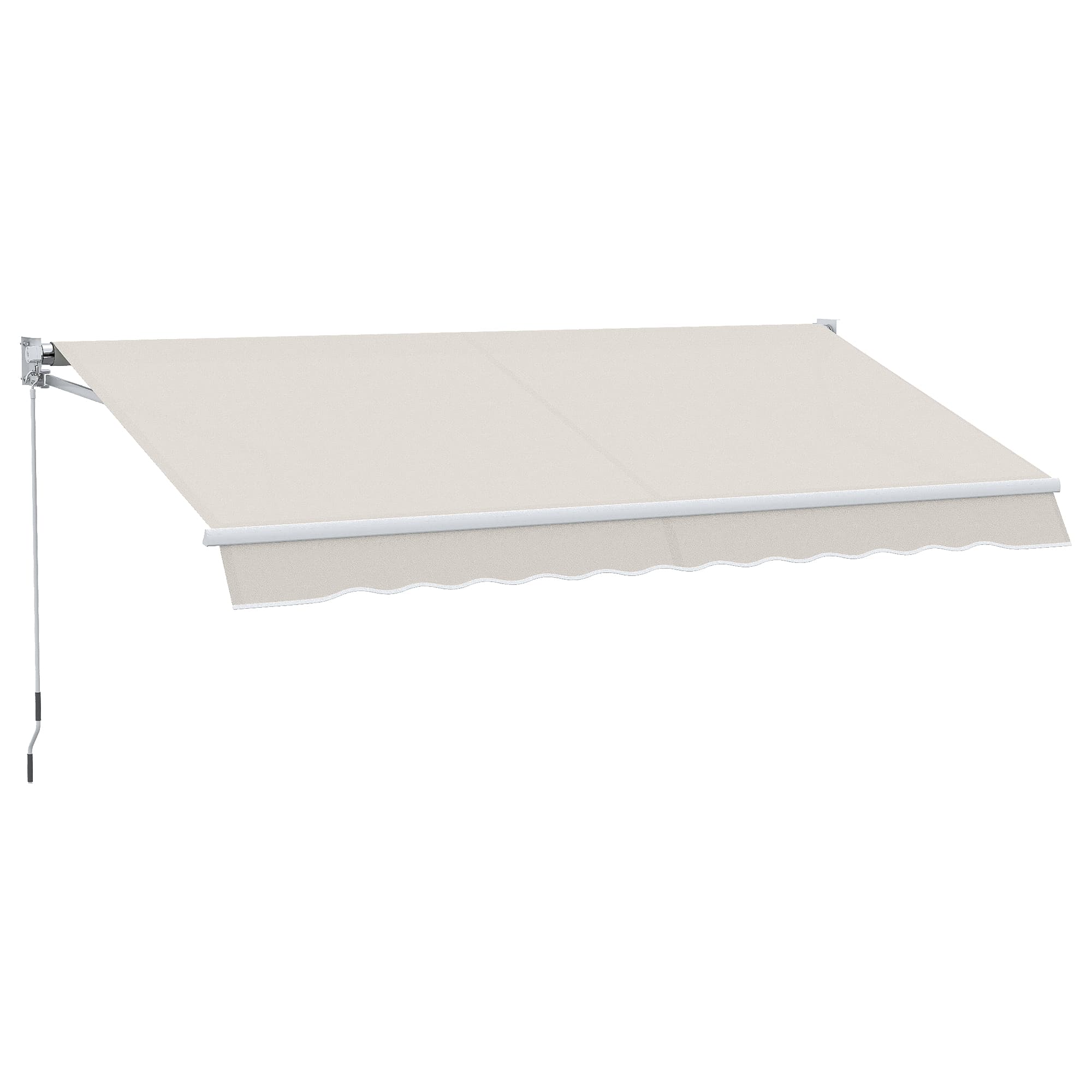 Outsunny Store banne manuel rétractable 200 x 250 cm store exterieur terrasse avec manivelle, imperméable et anti-UV, crème
