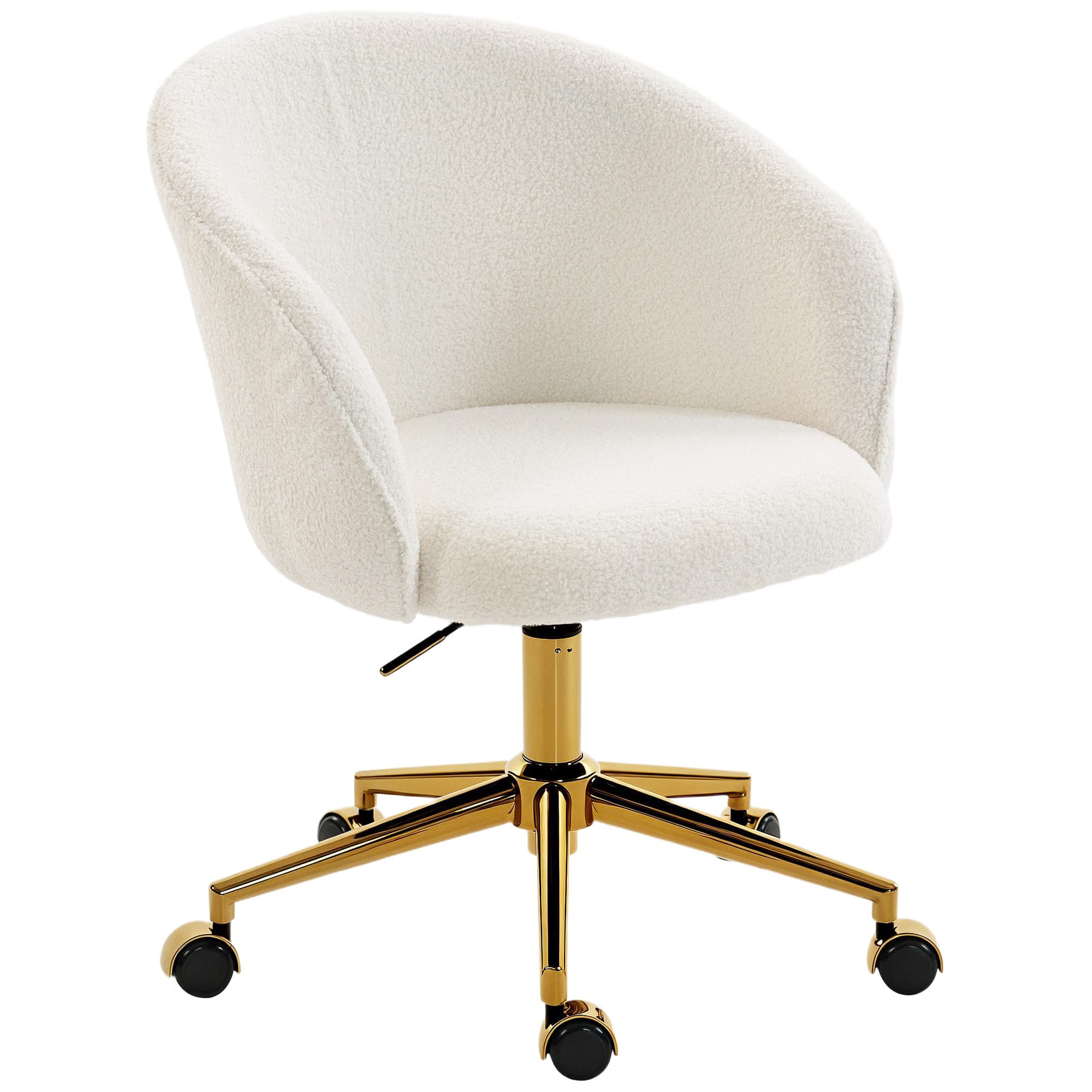 HOMCOM Chaise de bureau, fauteuil de bureau ergonomique réglable en hauteur, siège pivotante, piètement en acier, crème