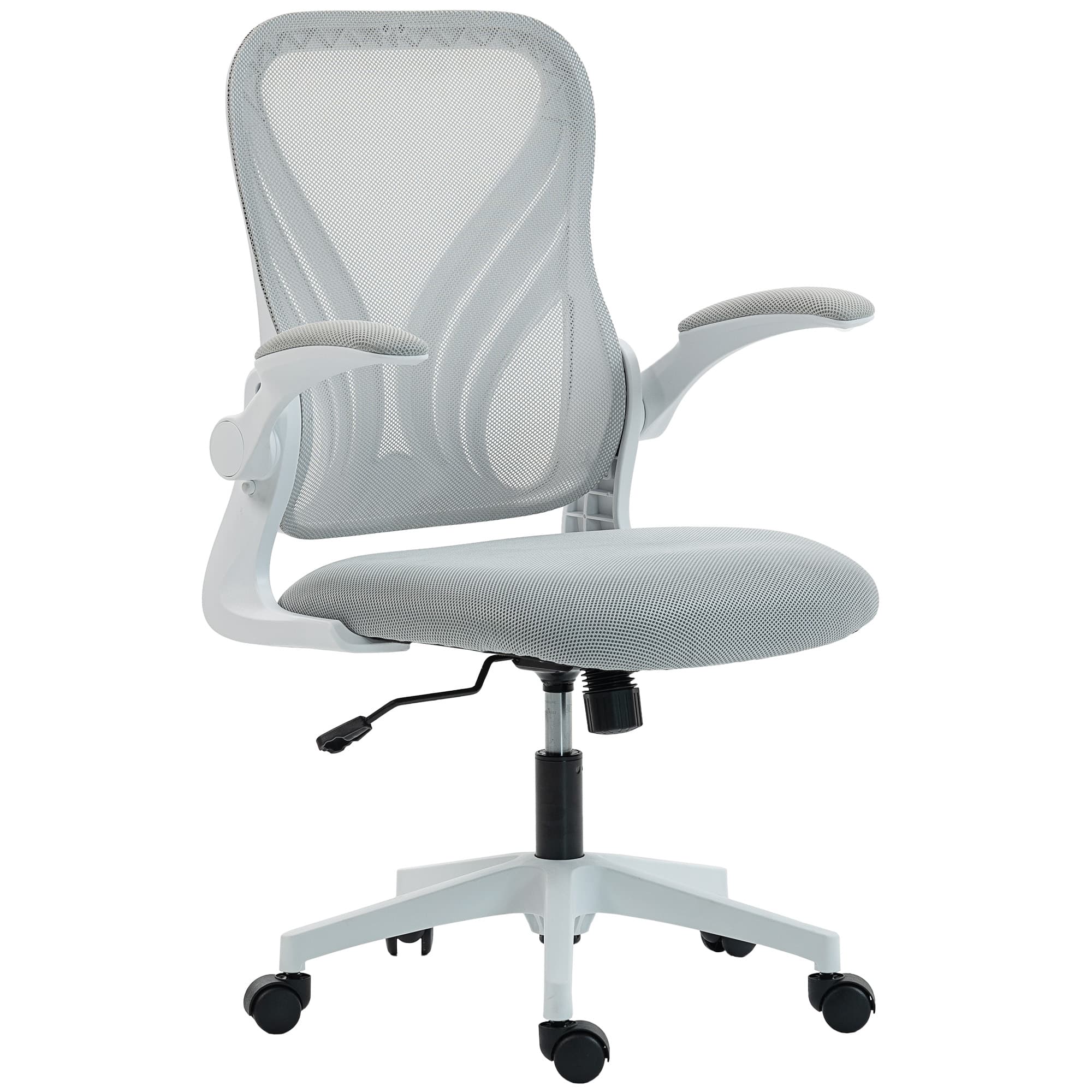 HOMCOM Chaise bureau ergonomique, fauteuil de bureau maille, dossier rabattable, accoudoirs relevables, 73x62x101-111cm, gris