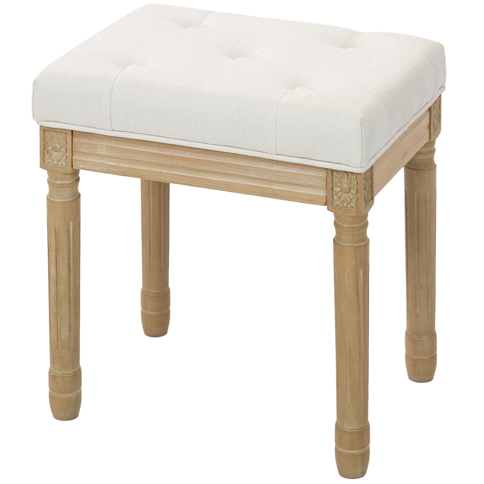 HOMCOM repose pied salon tabouret ottoman, en tissu confortable, multifonctionnel, 42x32x46,5cm, beige Aosom France
