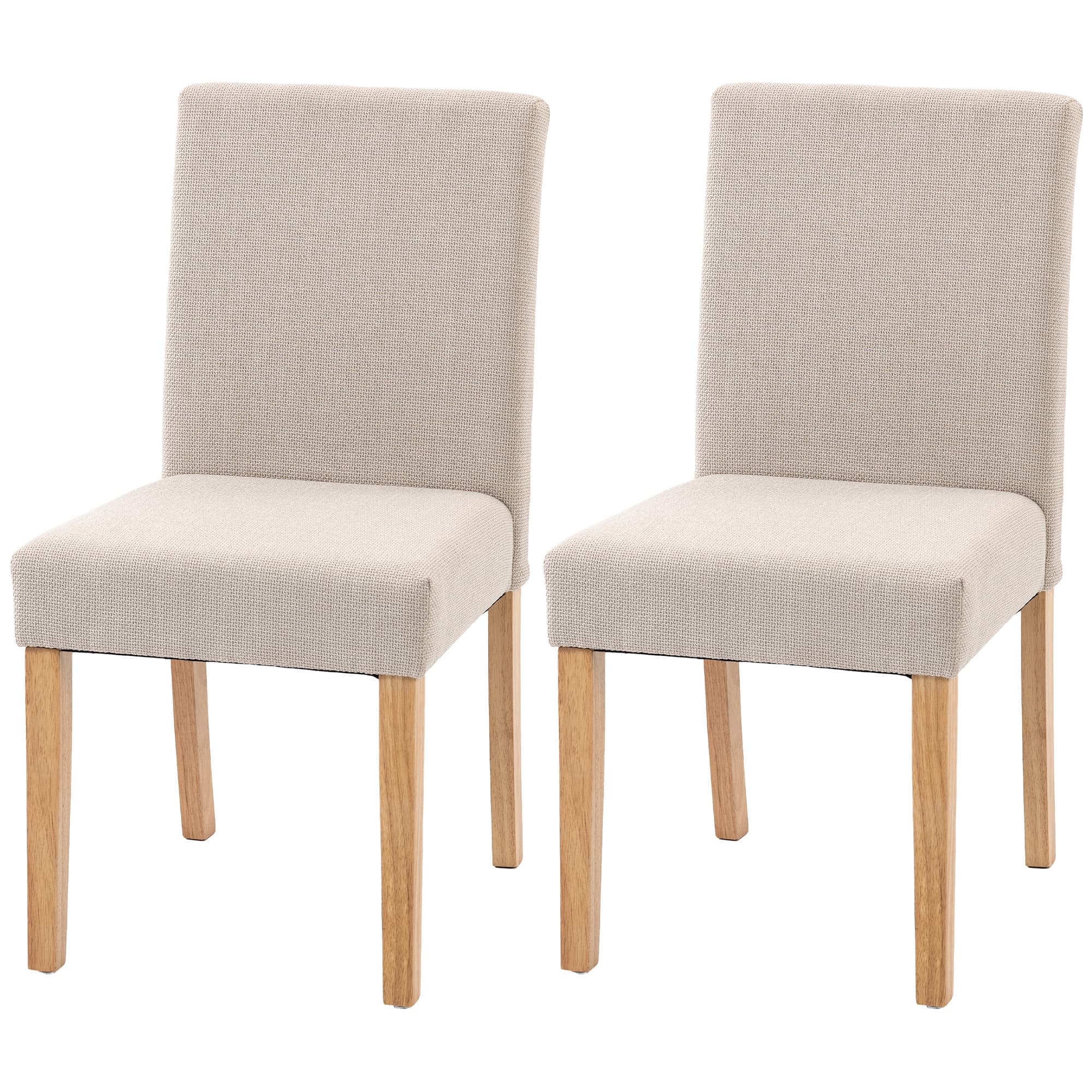 HOMCOM Chaises de salle à manger 2 pièces, chaises rembourrées modernes en tissu effet lin avec assise et dossier rembourrés, pieds en bois de caoutchouc