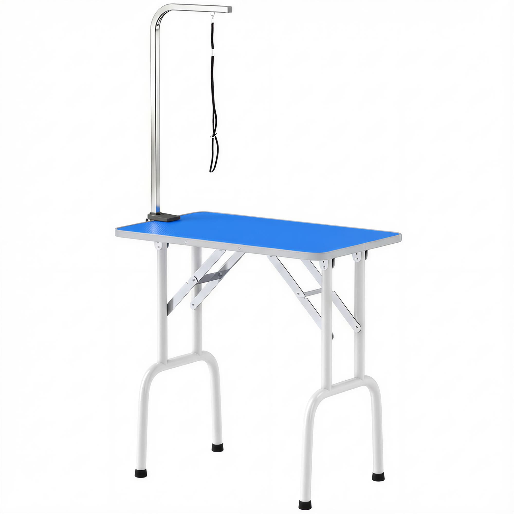 PawHut Table de toilettage pliante pour chiens avec surface antidérapante Bras réglable 81x48,5x80 cm Bleu