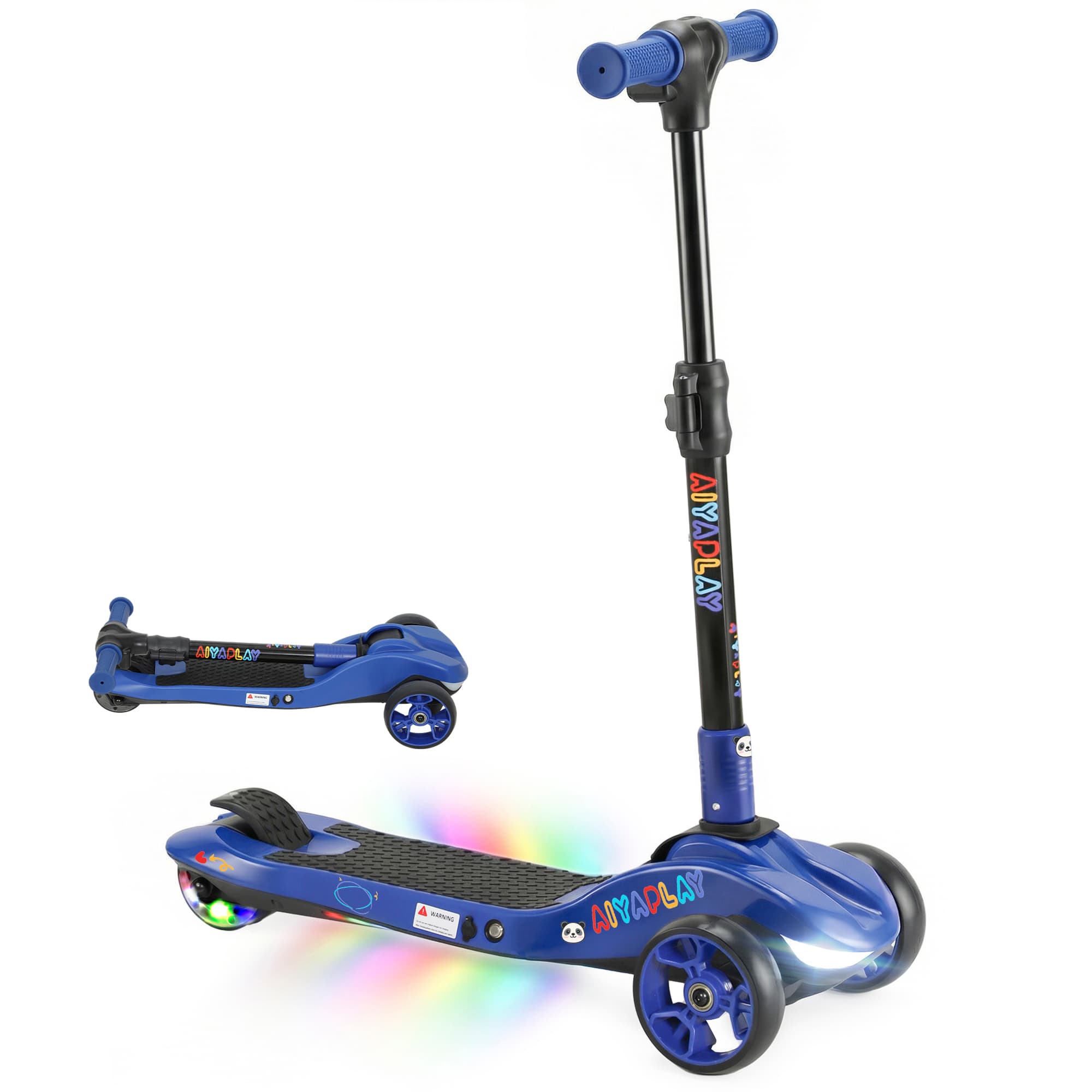 AIYAPLAY Trottinette électrique pour enfants 6+ ans, pliable 3 roues démarrage zéro, vitesse maximale 8 km/h 64 x 29 x 83 cm bleu