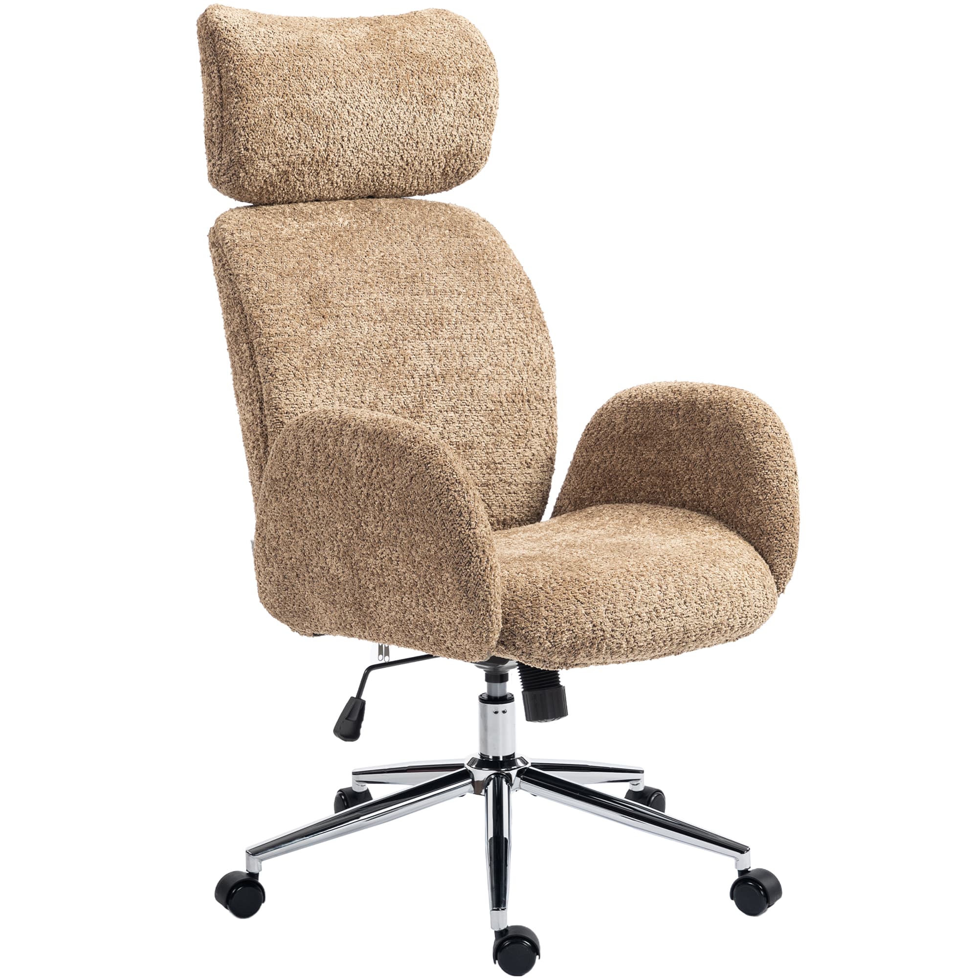 HOMCOM Fauteuil de bureau avec appuie-tête réglable, fauteuil de bureau ergonomique, fonction bascule, réglable en hauteur, Marron