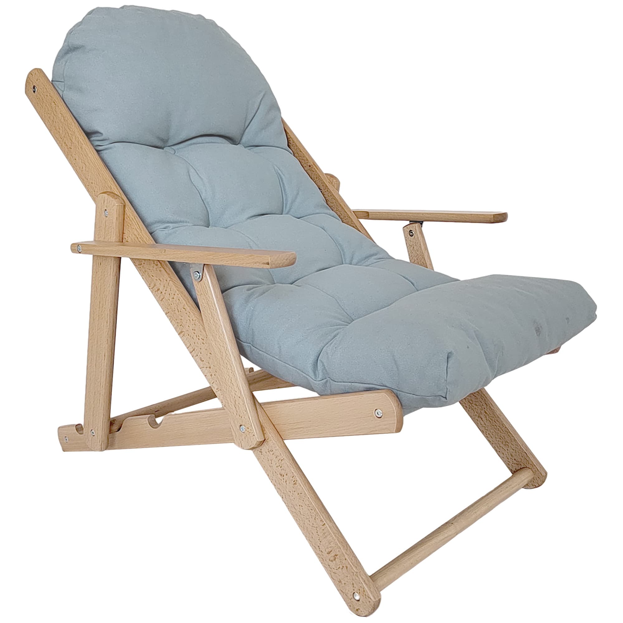 HOMCOM Fauteuil Chaise de Salon Pliable et inclinable en Bois Fauteuil Relax Confortable avec Coussin capitonné épais