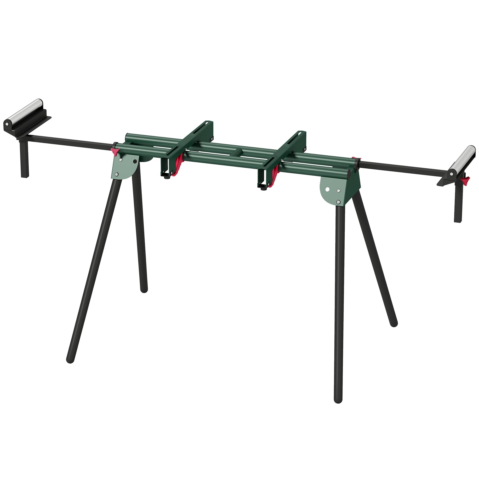 HOMCOM Support pour scie à onglets universel avec rouleaux extensibles 94-195 cm, réglable et pliable, capacité 150 kg, vert