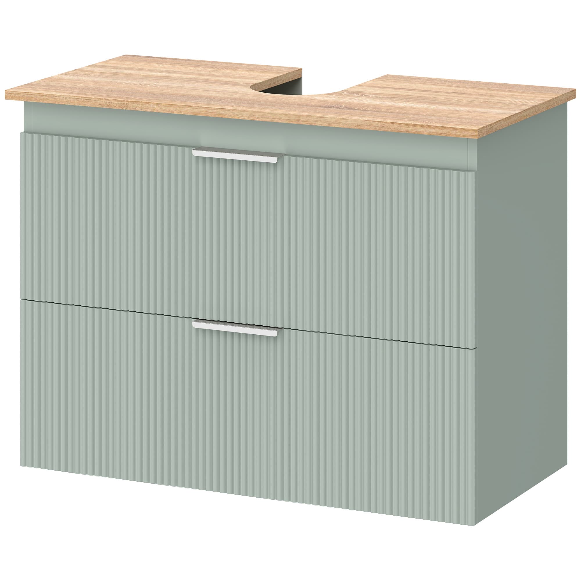 HOMCOM Meuble sous lavabo, meuble de salle de bain avec 2 tiroirs, style moderne, 80 x 40 x 60 cm, vert et bois naturel