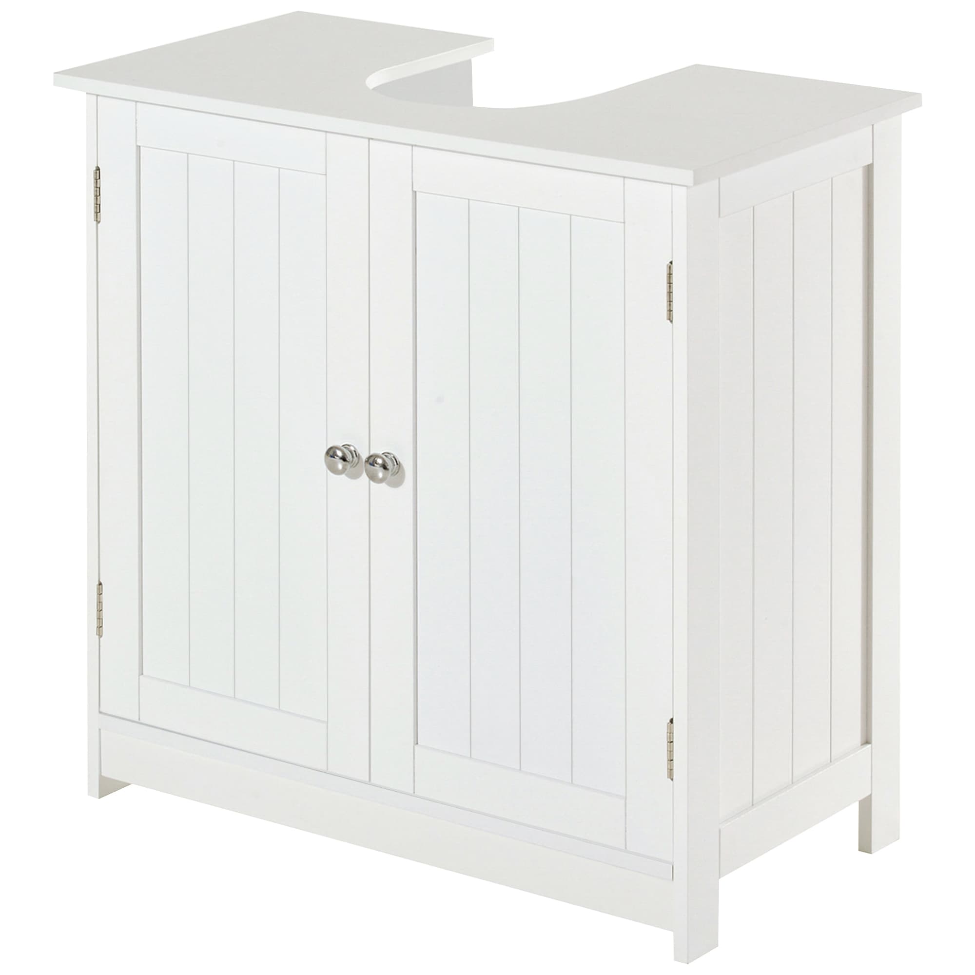 HOMCOM Meuble sous lavabo, meuble de salle de bain placard à 2 portes, étagère réglable, anti-humidité, 60 x 30 x 60 cm, blanc